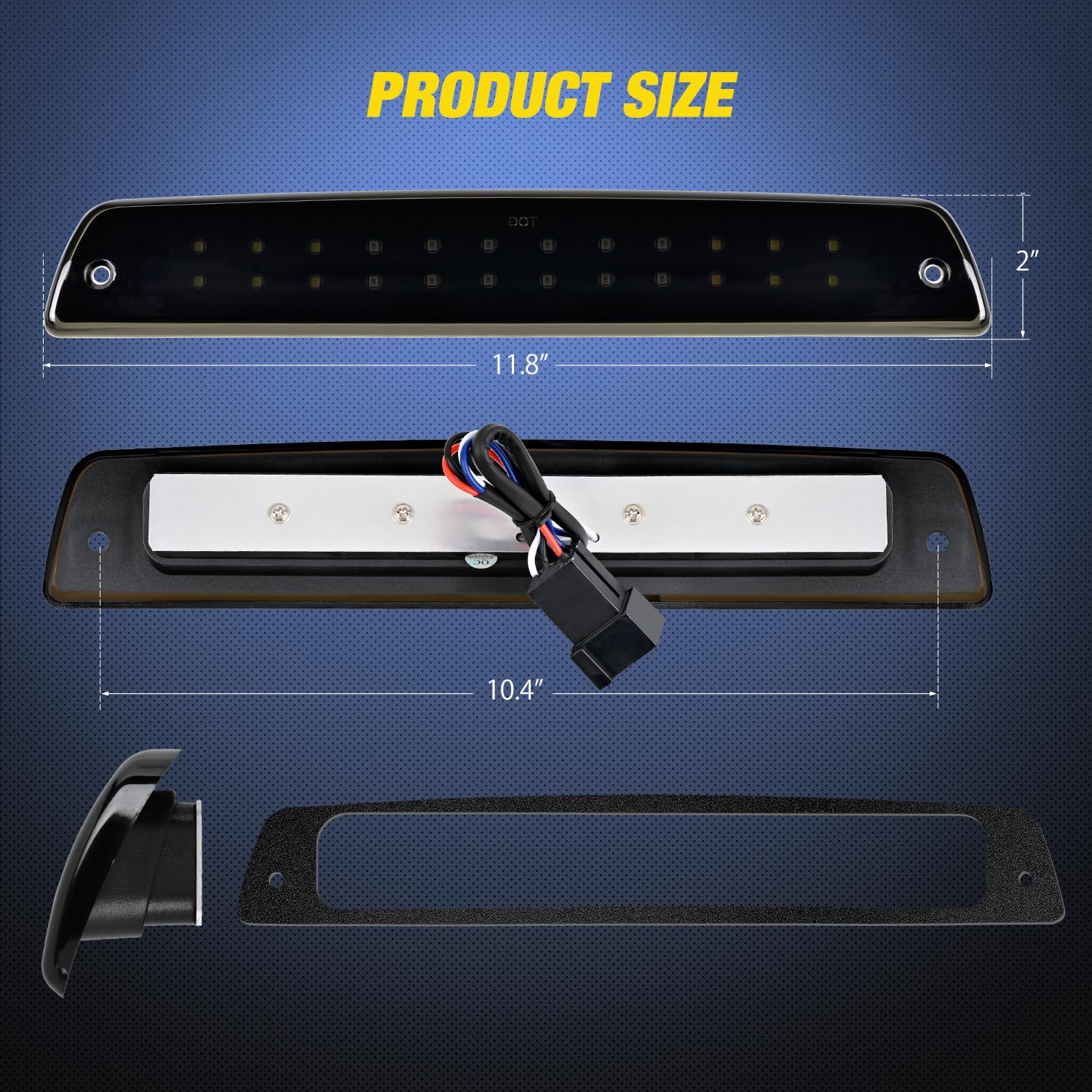 Nilight Smoked Lens Third Brake Light for Dodge Ram 1500 2500 3500 (1994-2001) - High Mount Cargo Reverse Lamp