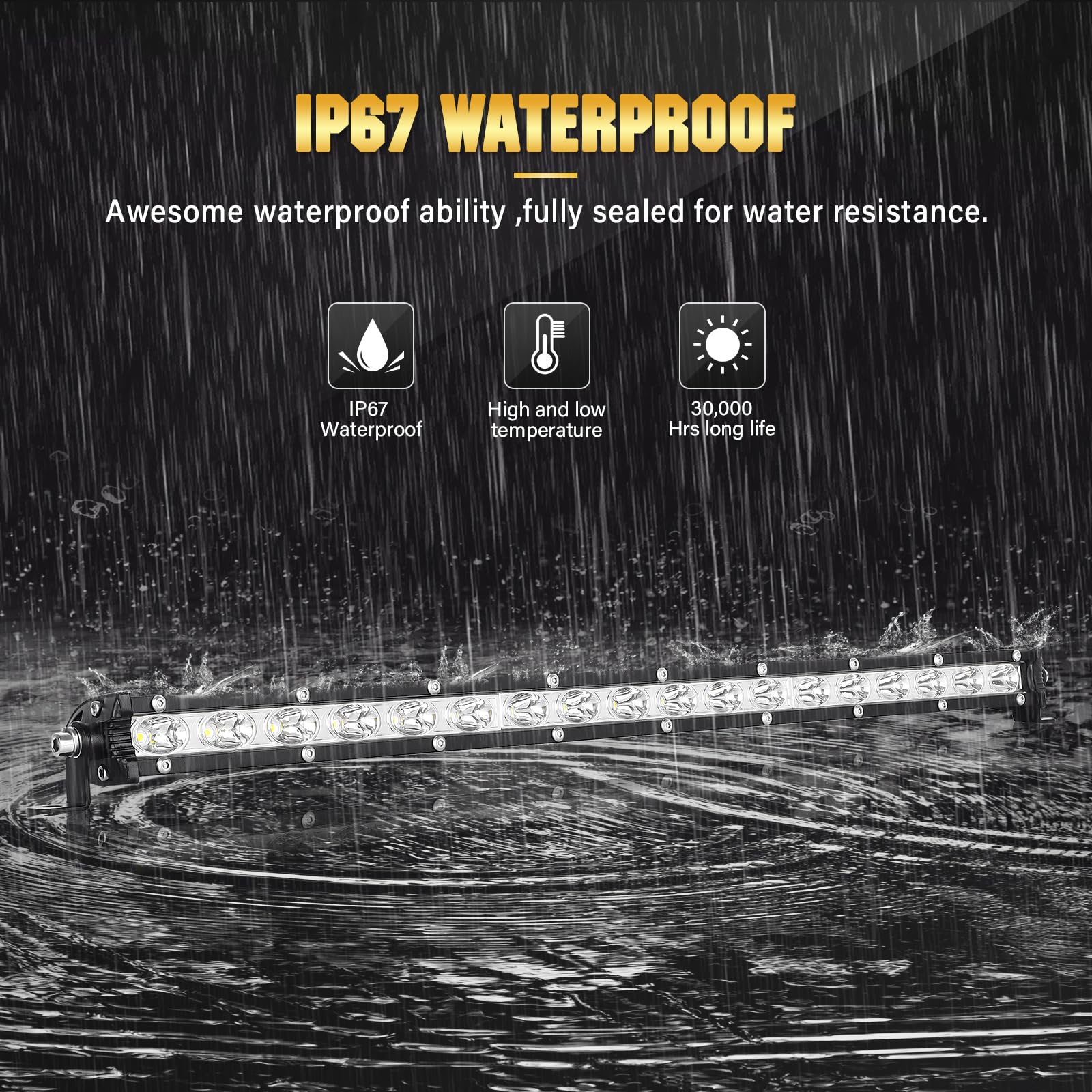 Skyworld 20 Inch 90W Single Row Led Light Bar Low Profile Ultra Thin Slim Mini Spot Off Road Driving Lights Led Fog Lights Boat