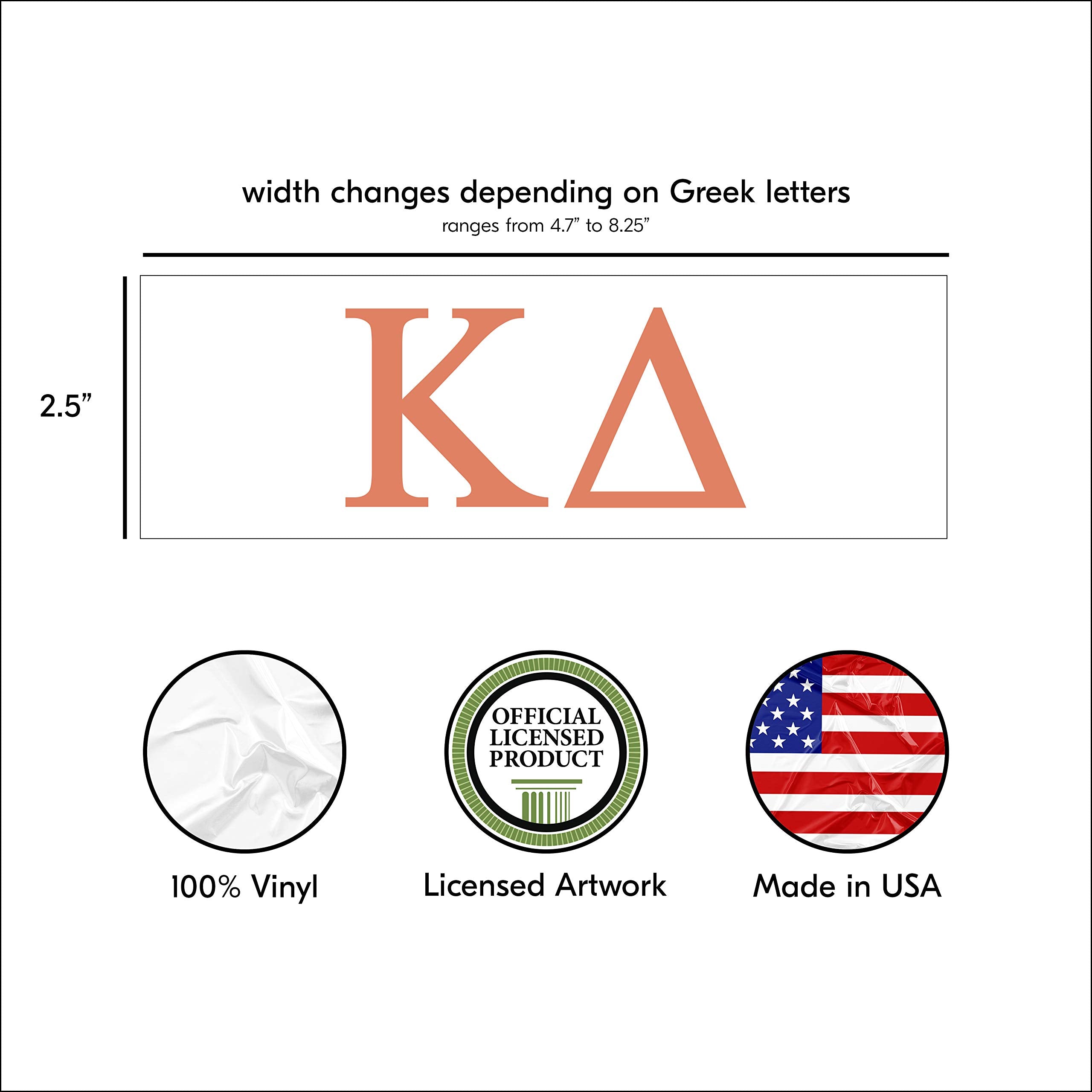Pro-Graphx Kappa Delta Greek Sorority Sticker Decal, 2.5 Inches Tall, Coral