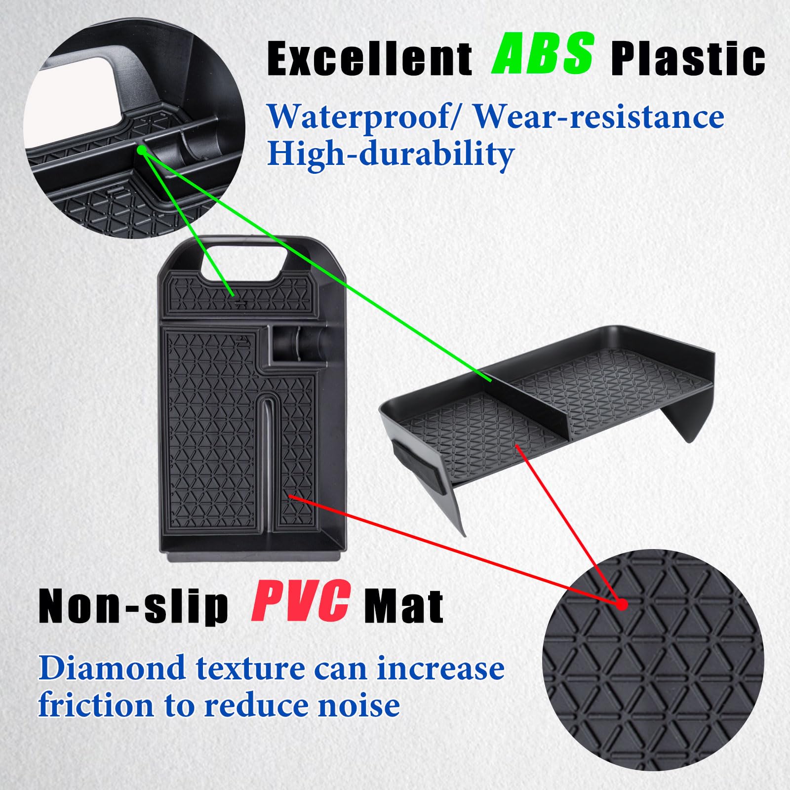 Neepiar Center Console Organizer Tray & Armrest Storage Box for Toyota RAV4 2019-2025, 3PCS, Durable ABS Material