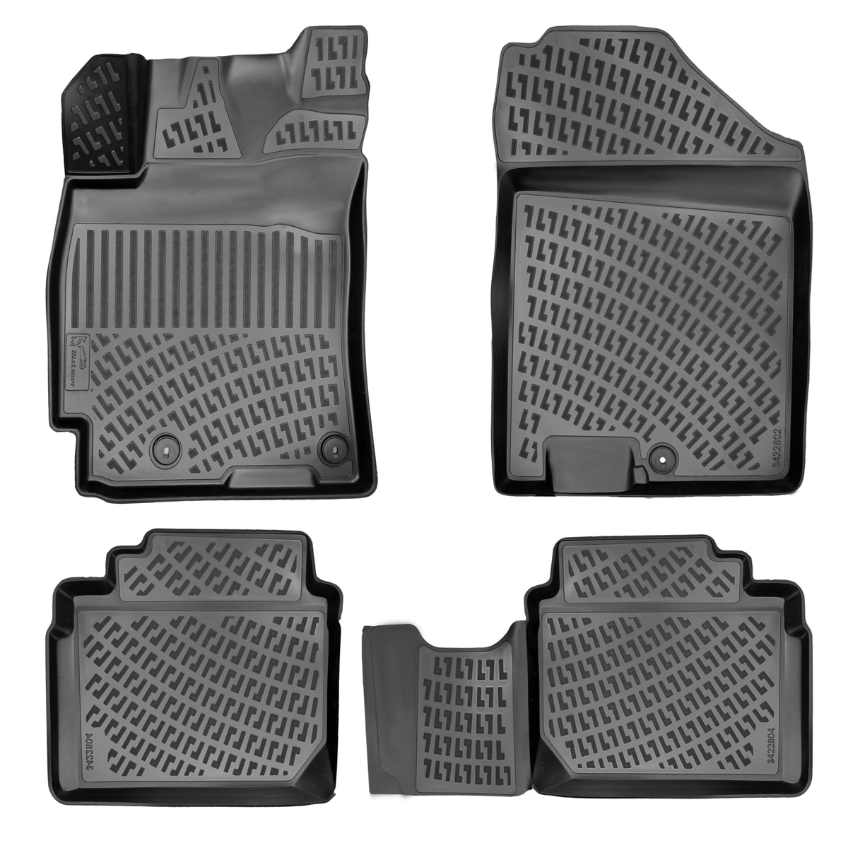 Rizliner Kia Forte 2019-2024 Custom Fit Floor Mats Rubber 3D Car Mats Laser Measured Floor Liners All Weather Heavy Duty Waterpr