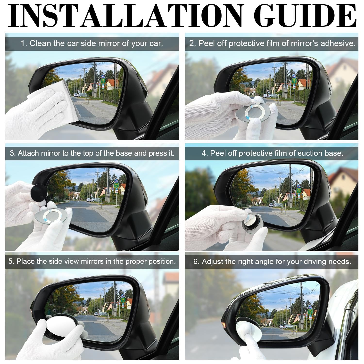 Livtee Blind Spot Mirror, Oval Hd Glass Frameless Convex Rear View Mirror With Wide Angle Adjustable Stick For Cars Suv And Truc