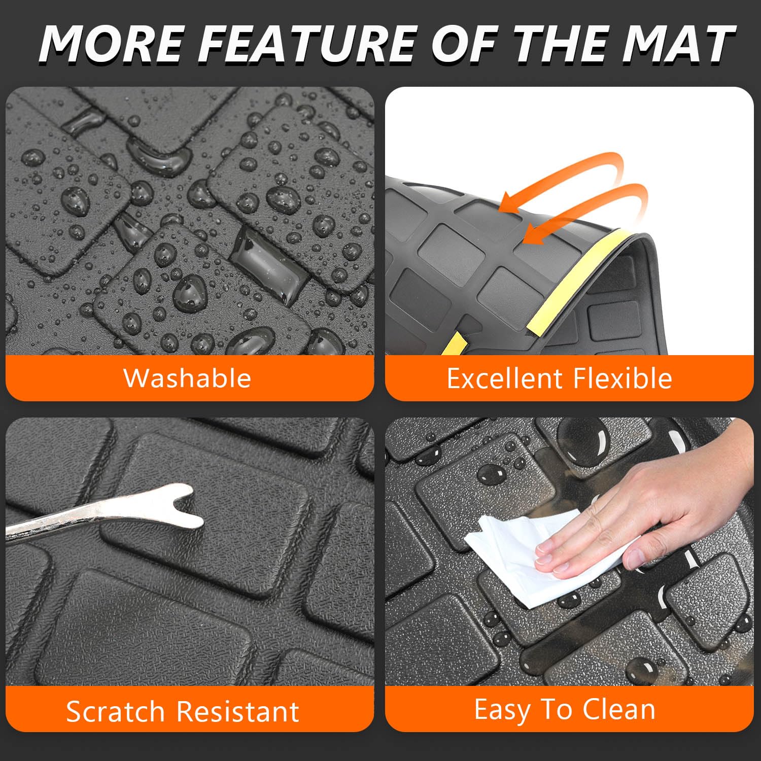 powoq Cargo Mat Compatible with 2021-2025 Jeep Grand Cherokee L Overland Trunk Mat Backrest Trunk Liner TPE Cargo Liner Replacem