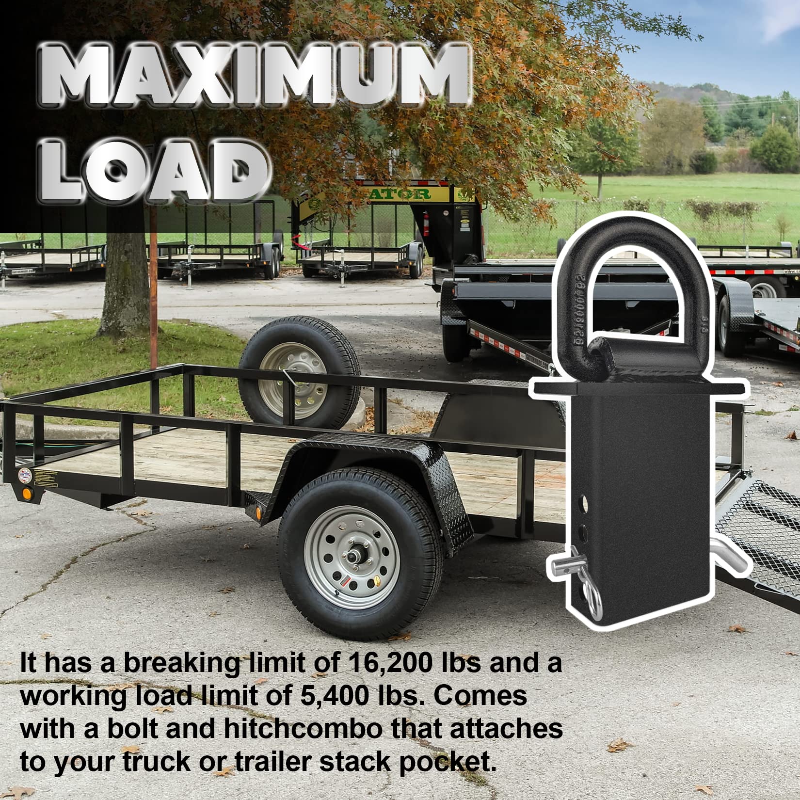 Vonlx Stake Pocket D Rings 4Pcs 18000Lbs Heavy Duty Removable D-Ring Stake Pocket Tie Down For Utility Trailers And Flatbeds Wit