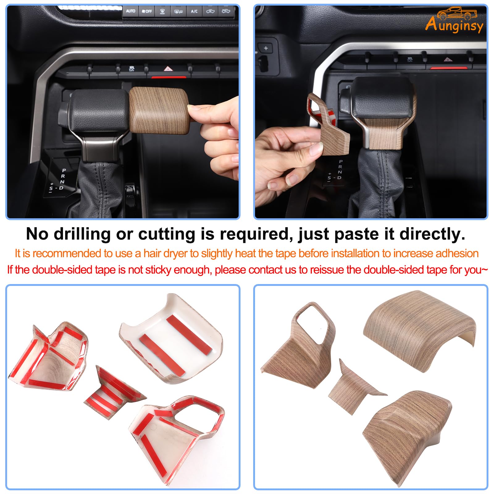 Aunginsy Gear Shifter Head Trim Cover Kit Compatible With Toyota Tundra/Sequoia 2022-2025 Tacoma 2024+ Center Console Gear Shift