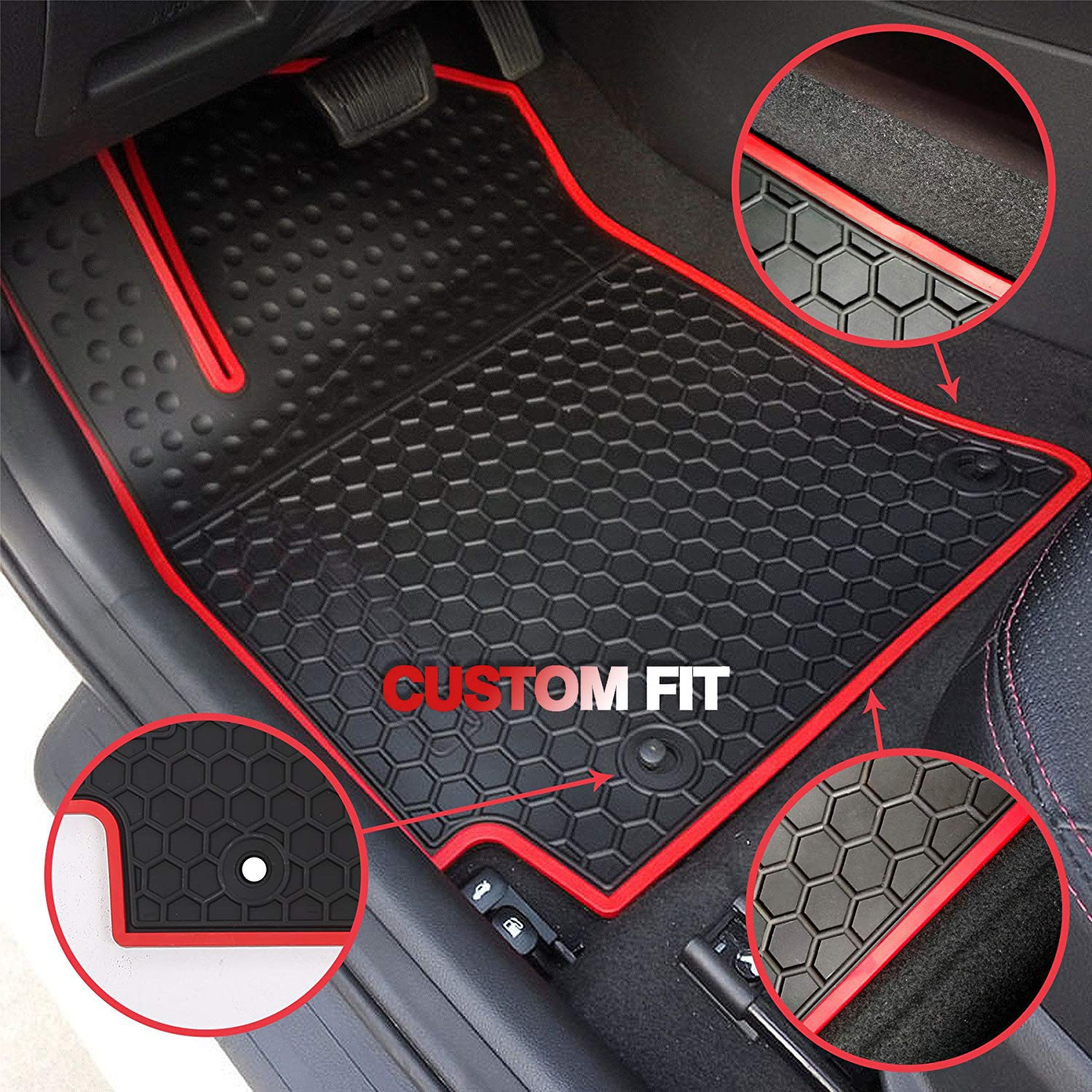 HD-Mart Car Floor Mats for Jeep Renegade 2015 2016 2017 2018 2019 2020 2021 2022 2023 2024 2025 Custom Fit Black Orange Rubber C