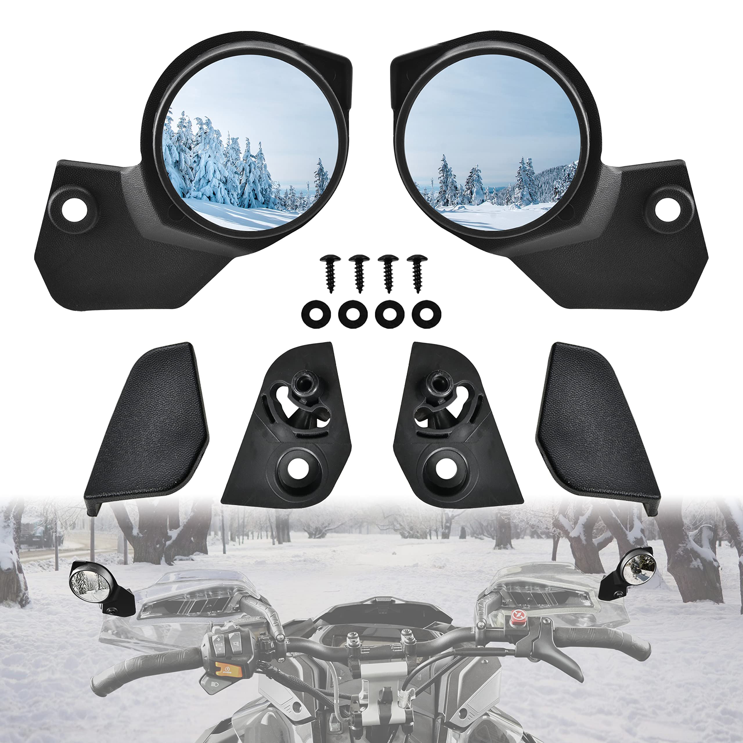 Sautvs Adjustable Handguard Rearview Side Mirrors For Ski-Doo, Handlebar Wind Deflector Hand Guard Convex View Mirror Kit For Ski-Doo Rev Neo Xs Xm Xp Xr Xu Accessories (2Pcs, Replace #?860200893)