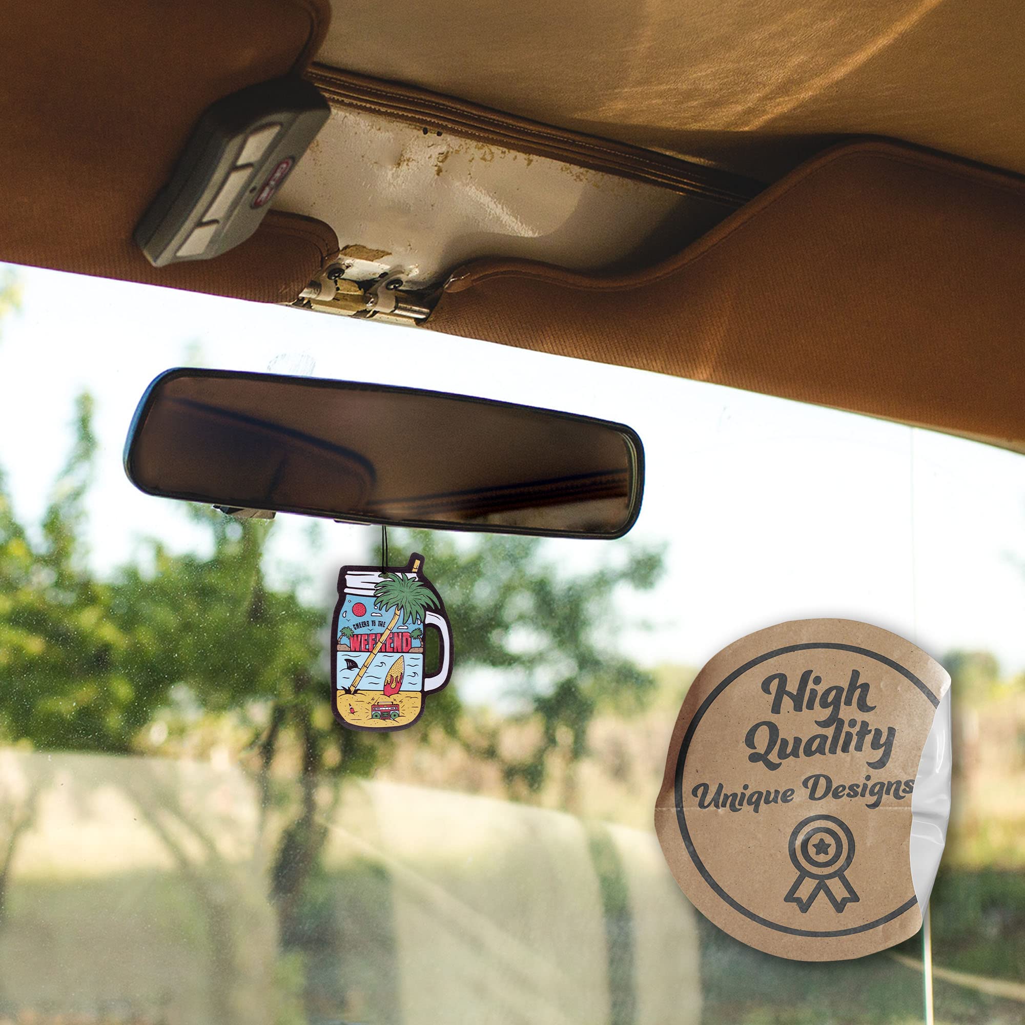 Fresh Fresheners Cute Funny Car Air Fresheners 4-Pack (Weekend Drink)