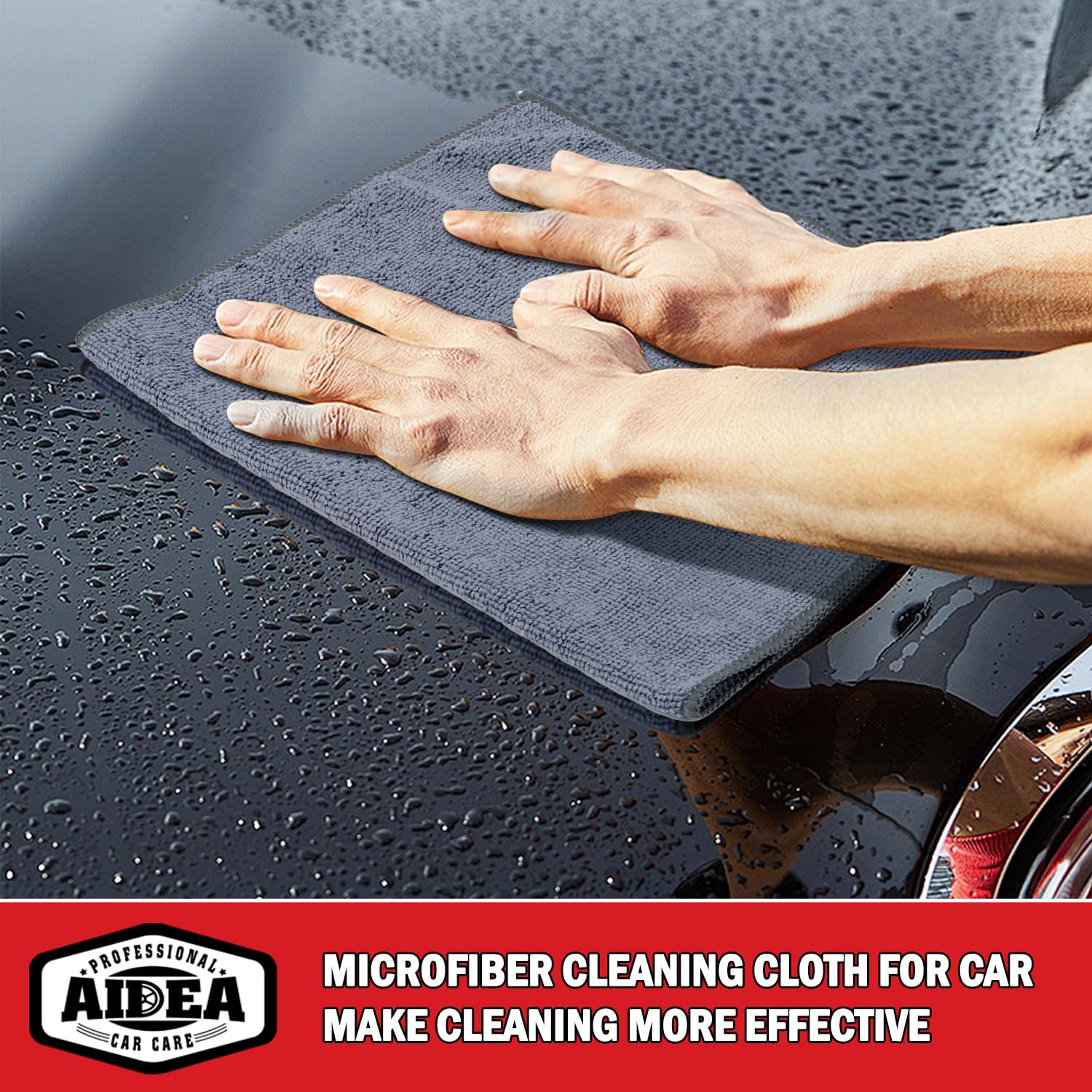 Aidea Microfiber Cleaning Cloth 12 Pack, 12Inx16In Microfiber Towel For Cars, Soft & Absorbent Microfiber Towels, Lint Free Clea