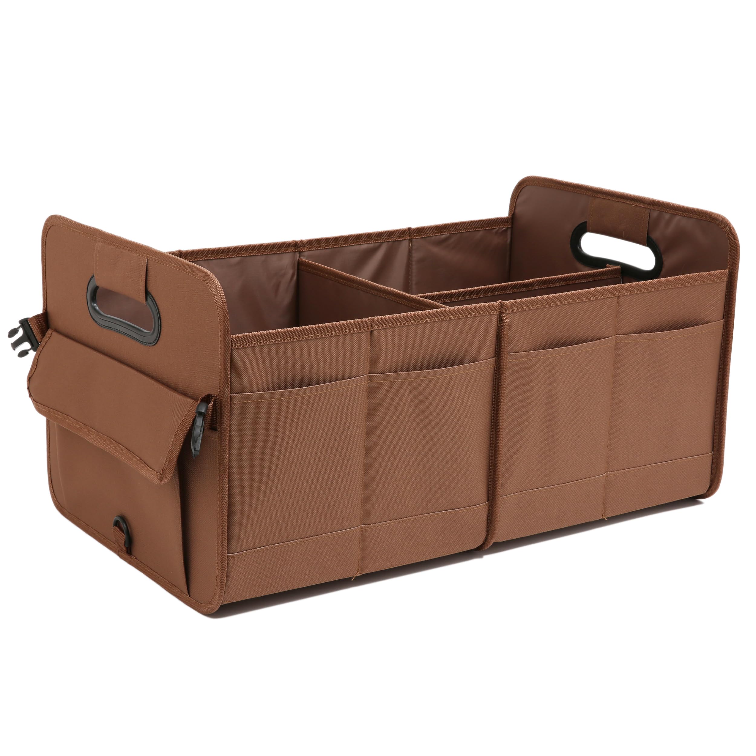Aokjoy Car Trunk Organizer, Brown, Foldable, Non-Slip, Adjustable, Multiple Compartments, 600D Oxford Cloth Material