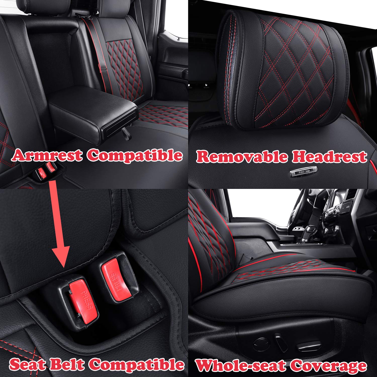 Aierxuan Car Seat Covers Full Set With Waterproof Leather Automotive Vehicle Cushion For Cars Suv Pick-Up Truck Fit For 2009 To