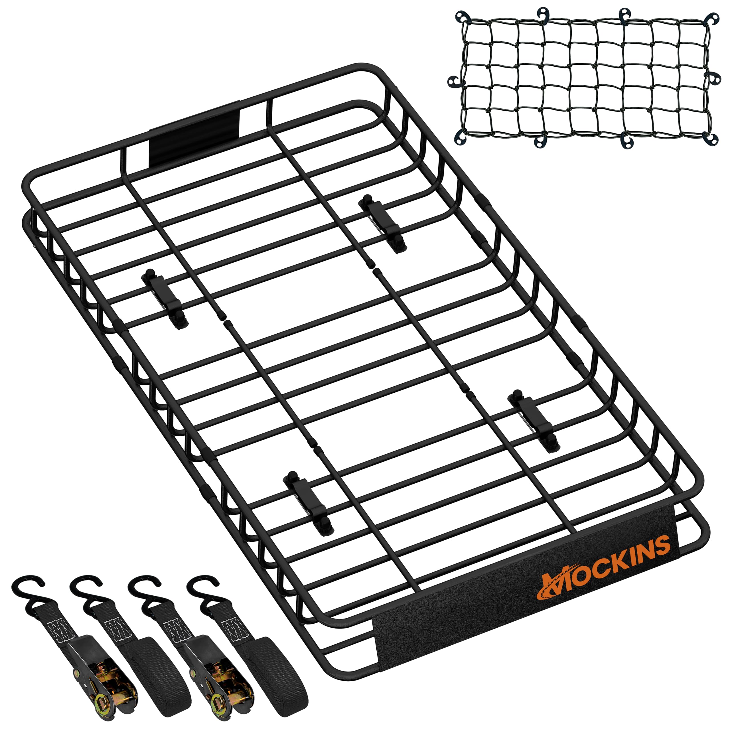 Mockins 50x36x4.5 Extendable Roof Rack Cargo Carrier for Top of Vehicle | 250 Lbs. Cap Weatherproof Steel Car Rooftop Cargo Carr