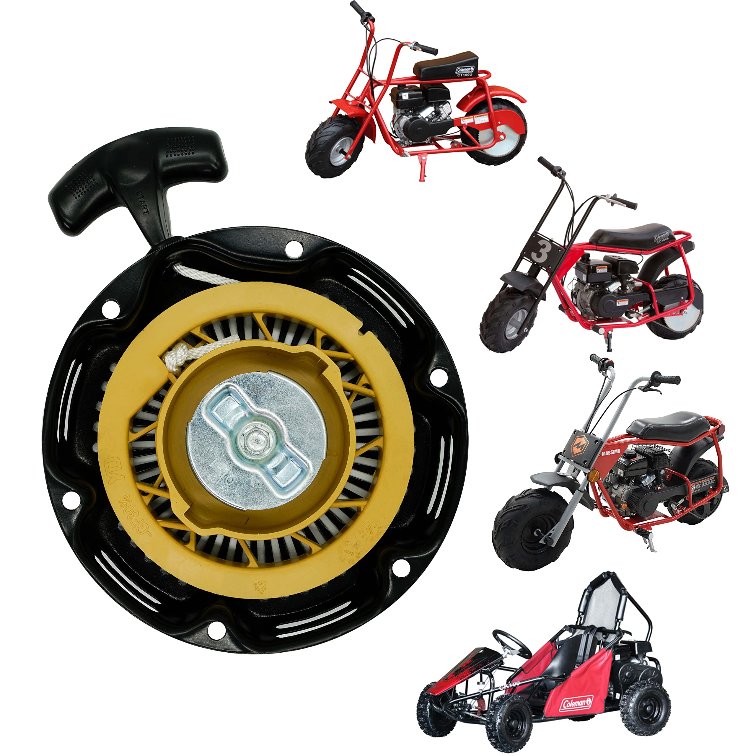 Jmchstore Pull Start Recoil Starter Assembly For Coleman Ct100U Cc100X 98Cc, Predator 79Cc 3Hp Engine, Massimo Mb100 79Cc Mini Bike, Sk100 Ck100 Go Kart, 154F 3.0 Hp Ohv Engine Parts (Obsidian Black)