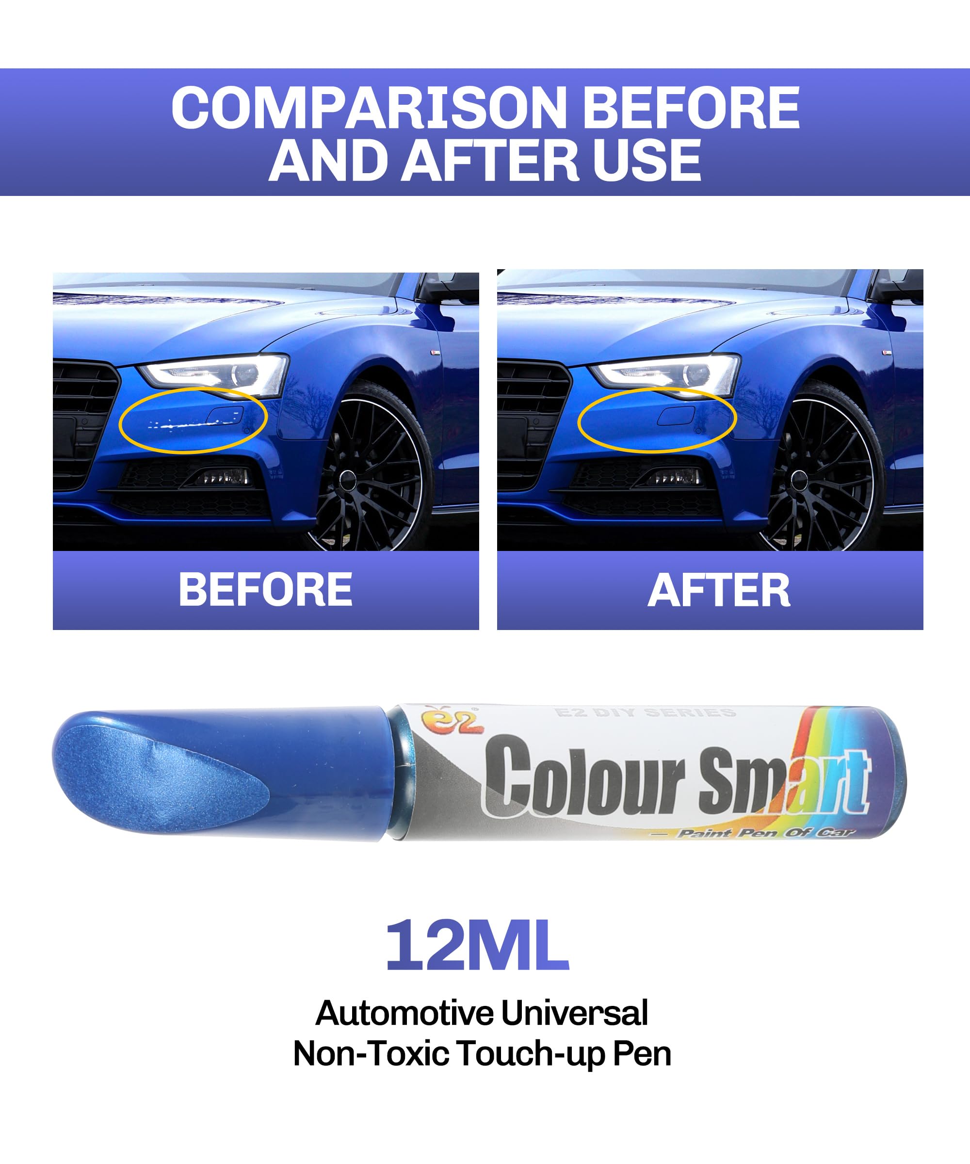 Bylikeho Car Scratch Repair Pen - Deep Scratch Remover, Touch-up Paint Fill Pen, Blue