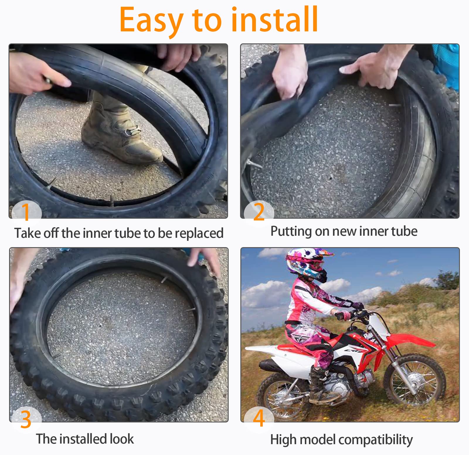 3.00-12'' Dirt Bike Inner Tubes Heavy Duty 80/100-12'' For Kawasaki Yamaha Dirt Pit Bike Xr Crf 50 70Cc Ttr 90 Ttr 110,Kawasaki