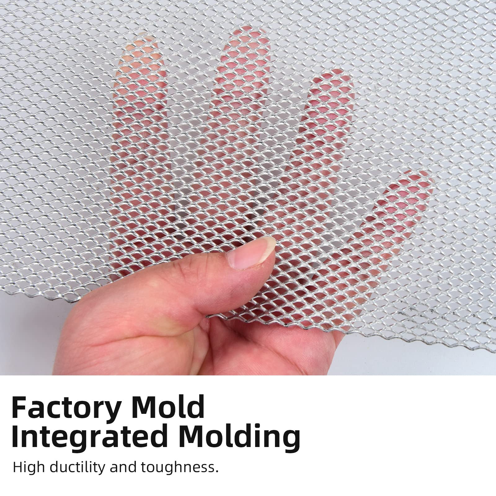 Aggauto Universal 170 ''X40 '' Car Grill Mesh - Aluminum Alloy Automotive Grille Insert Bumper Rhombic Hole 3X6Mm, One Of The Mo