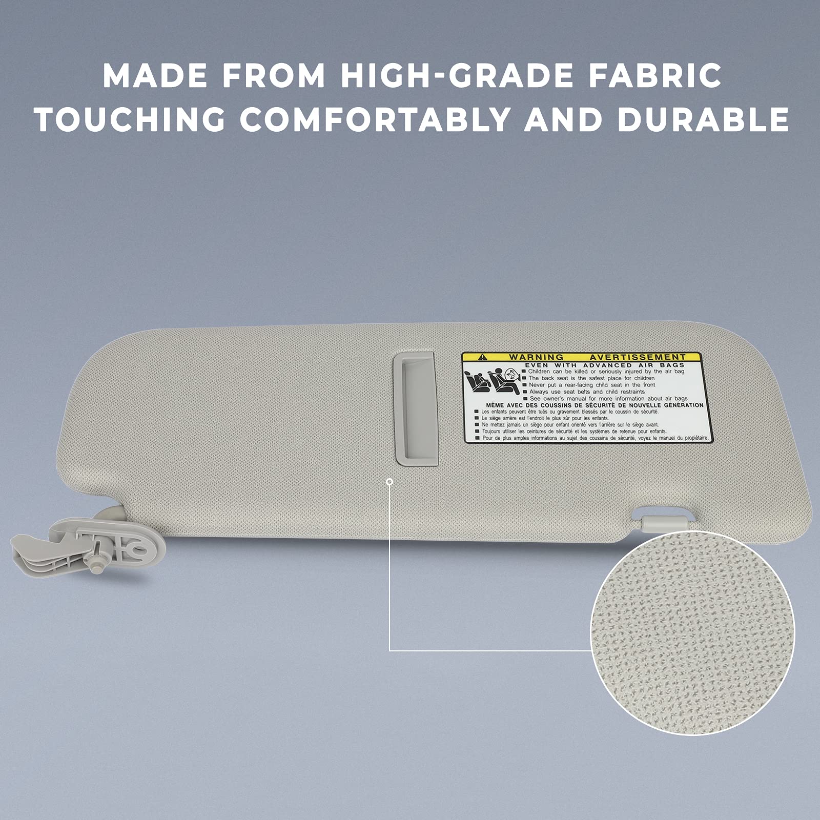 Scitoo Left Driver Side Sun Visor Assembly Fit For Hyundai Elantra 2011-2015 Without Sunroof (Gray)