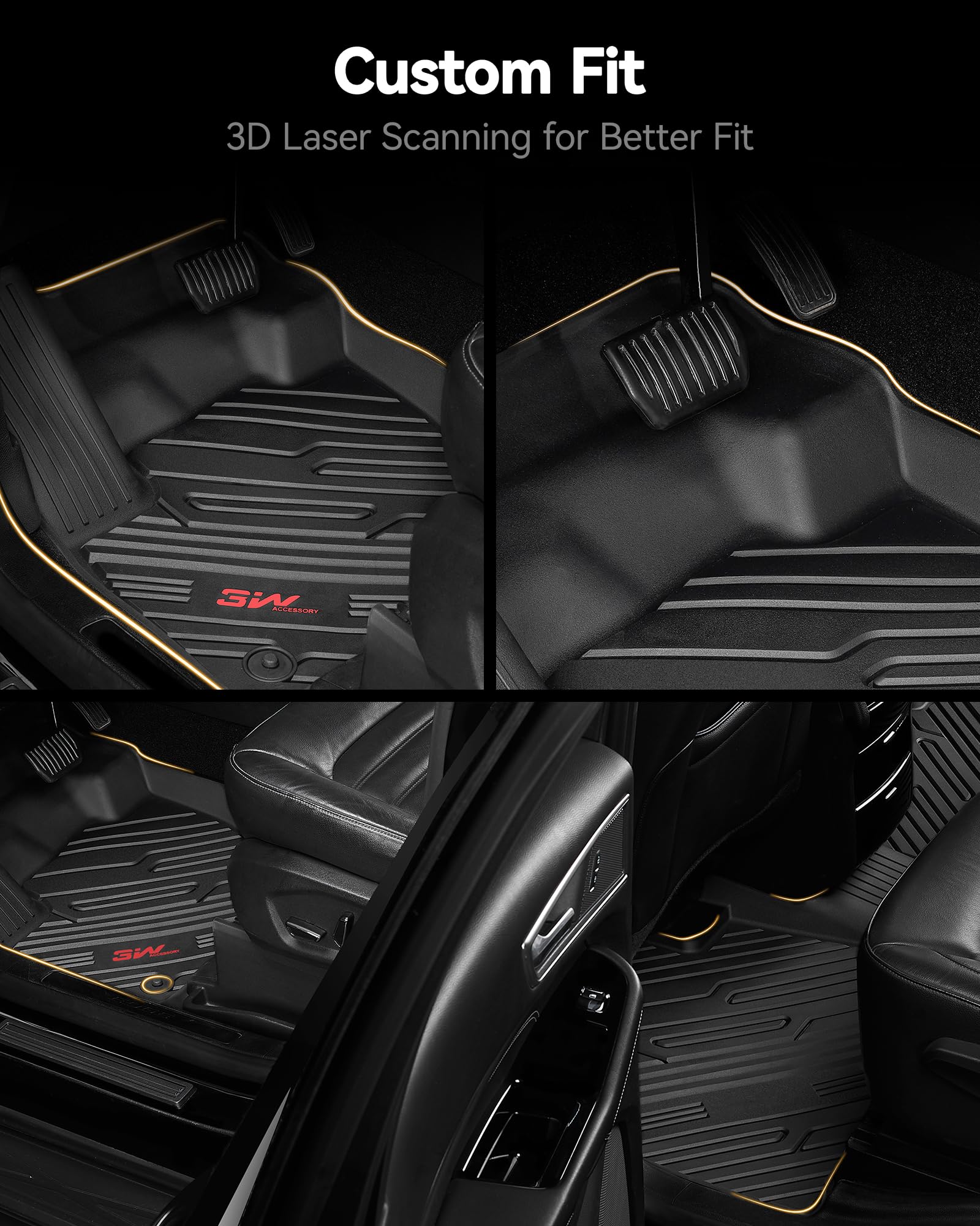 3W Floor Mats & Cargo Liner Fit For Range Rover Evoque 2020-2024 2025,Tpe All Weather Custom Fit Floor Liner Full Set Car Liners