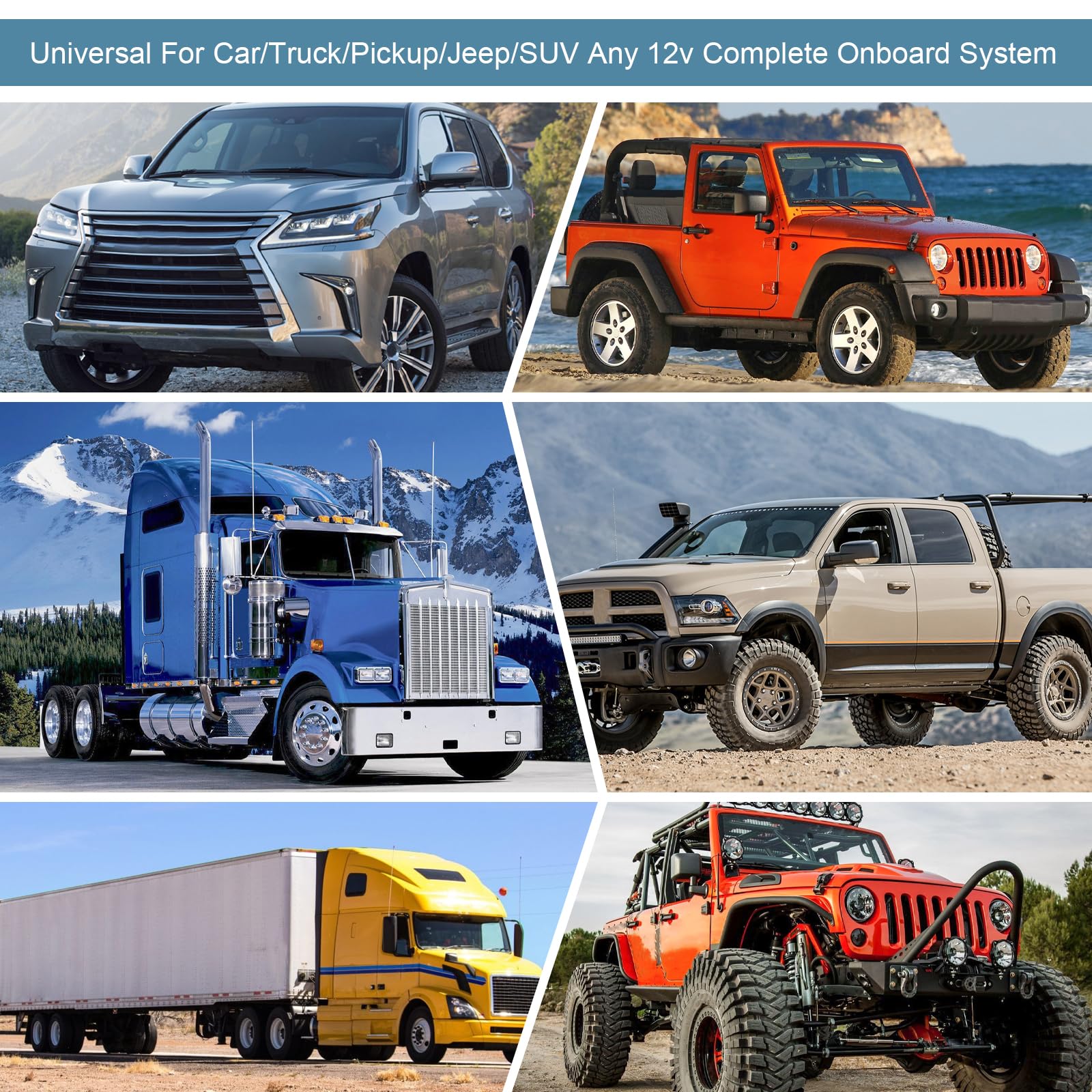 4 Trumpet Train Horn Kit for Car Truck Pickup Semi Jeep RV SUV 12v Complete Onboard System 150psi Air Compressor 1 Gallon Air Ta