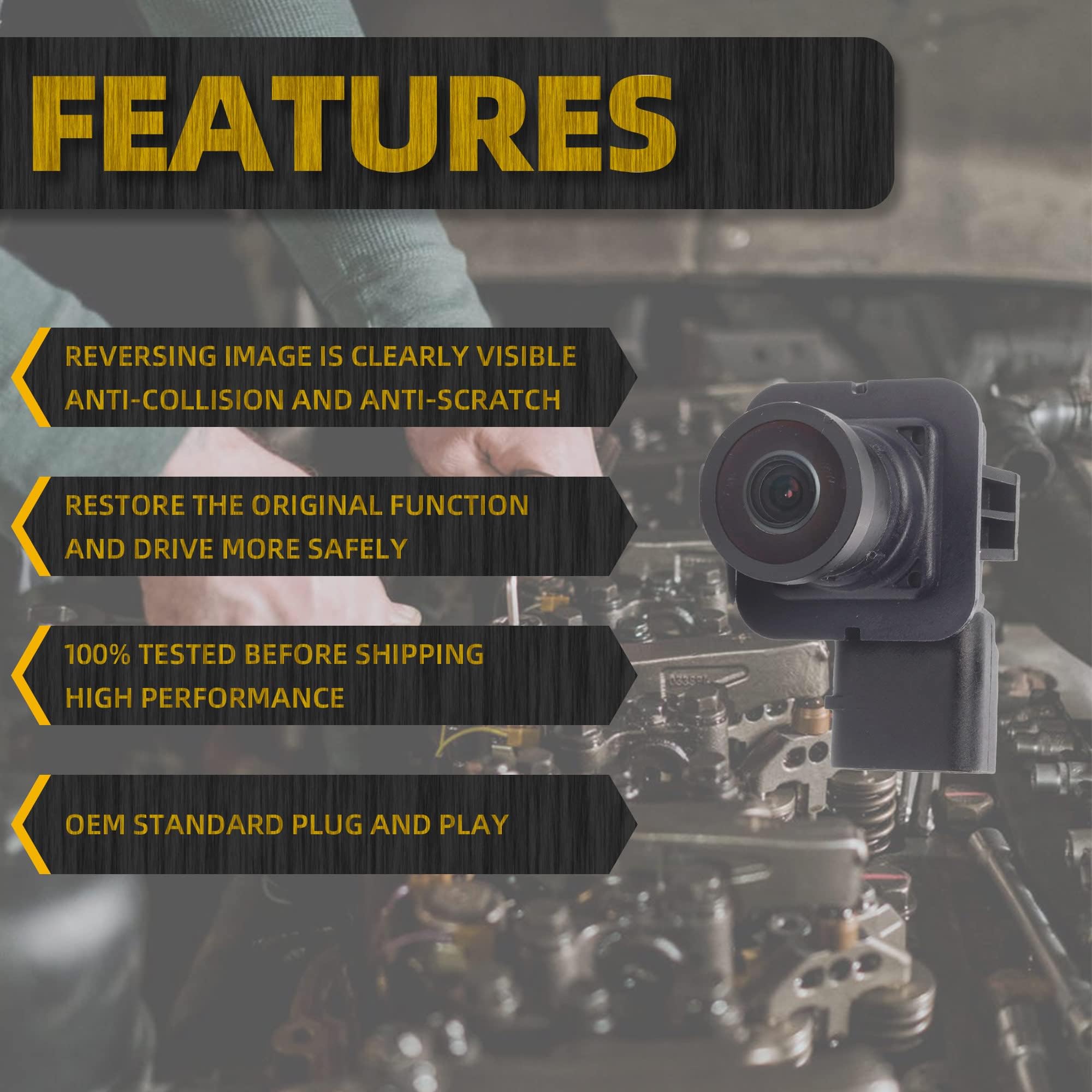 Dasbecan Rear View Backup Camera Compatible With 13 14 15 16 Ford C-Max Energi C-Max Hybrid Replaces Dm5Z-19G490-A Dm5Z-19G490-B