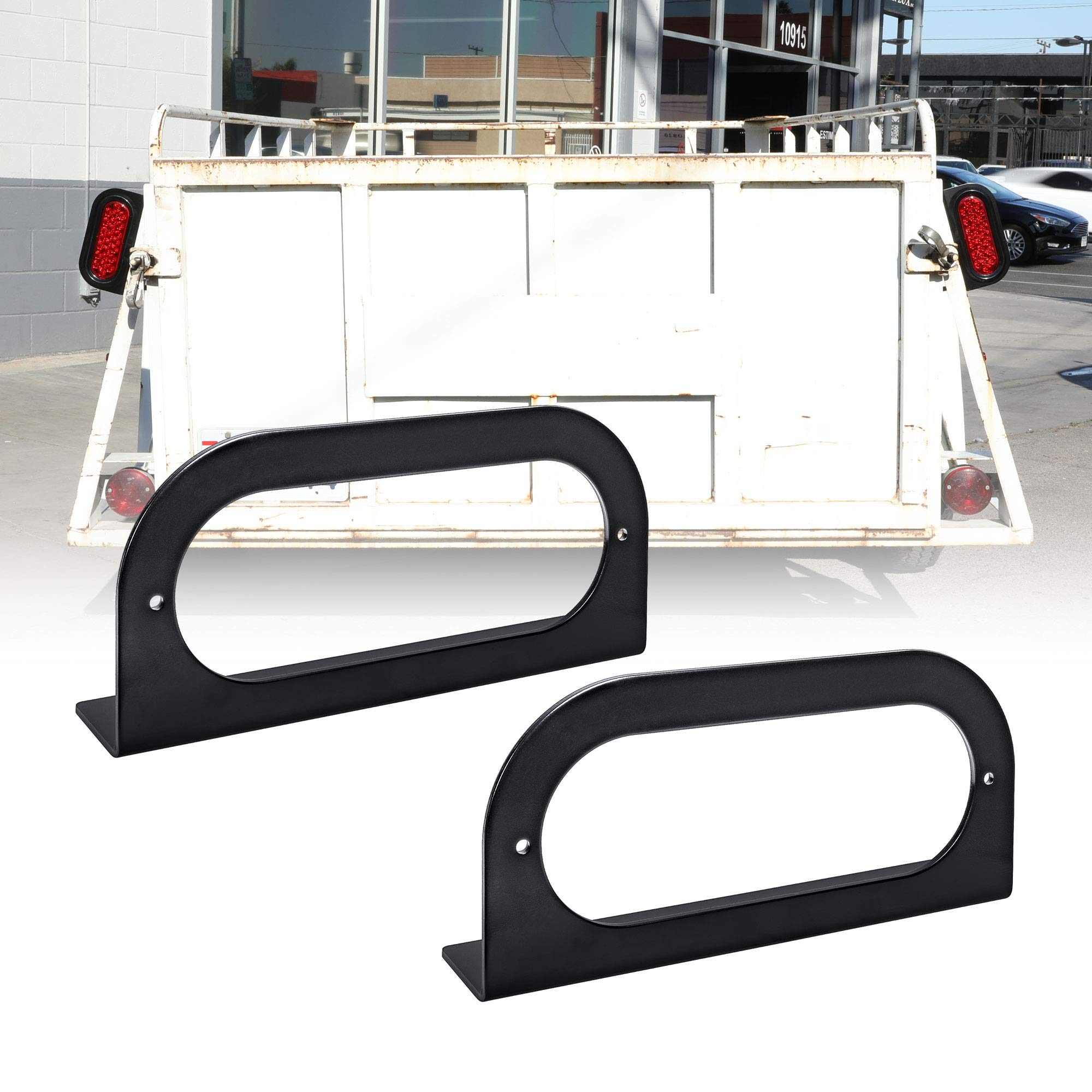 True Mods 2Pc 6'' Oval Tail Light Mounting Bracket [L Shaped] [3Mm Powder Coated Steel] [Ultra Sturdy] [Versatile Mounting] For