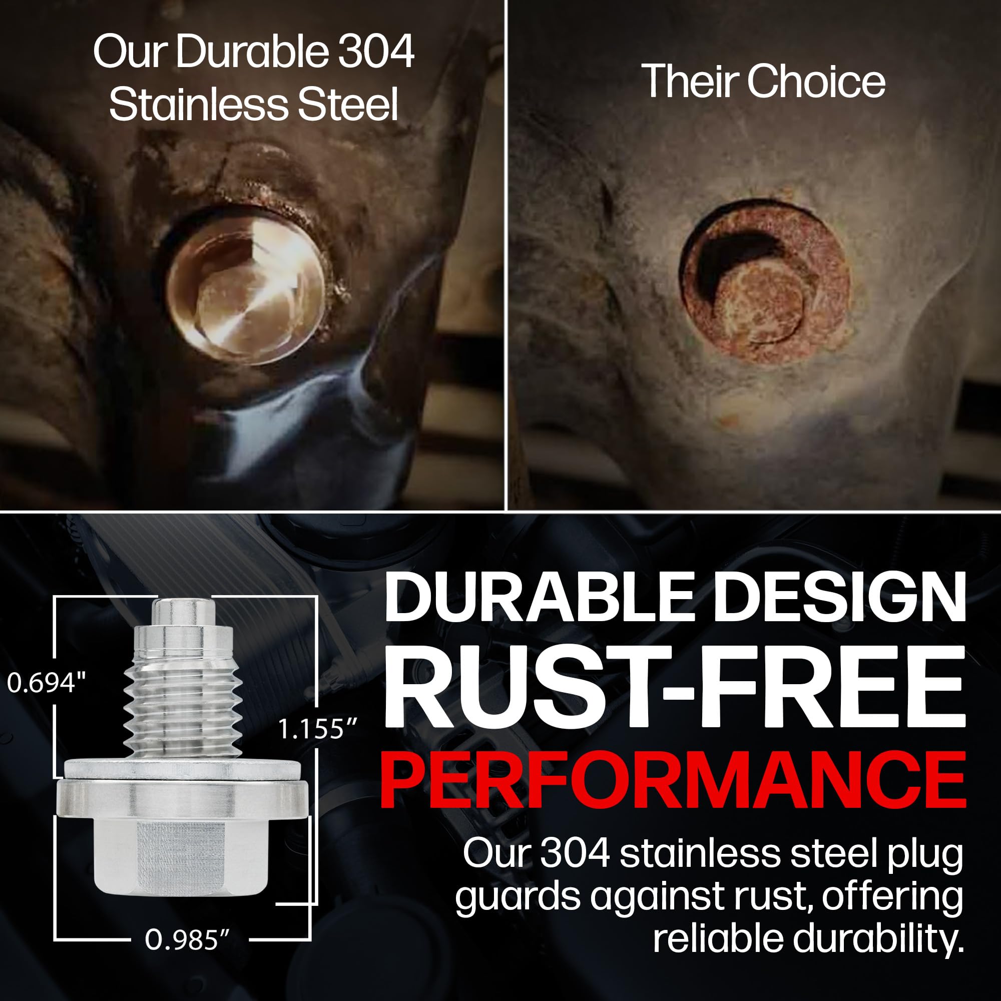 Votex - Made In Usa - M12 X 1.75 Magnetic Engine Oil Drain Plug Fits Buick, Chevrolet, Cadillac, Ford, Gmc - Stainless Steel - P