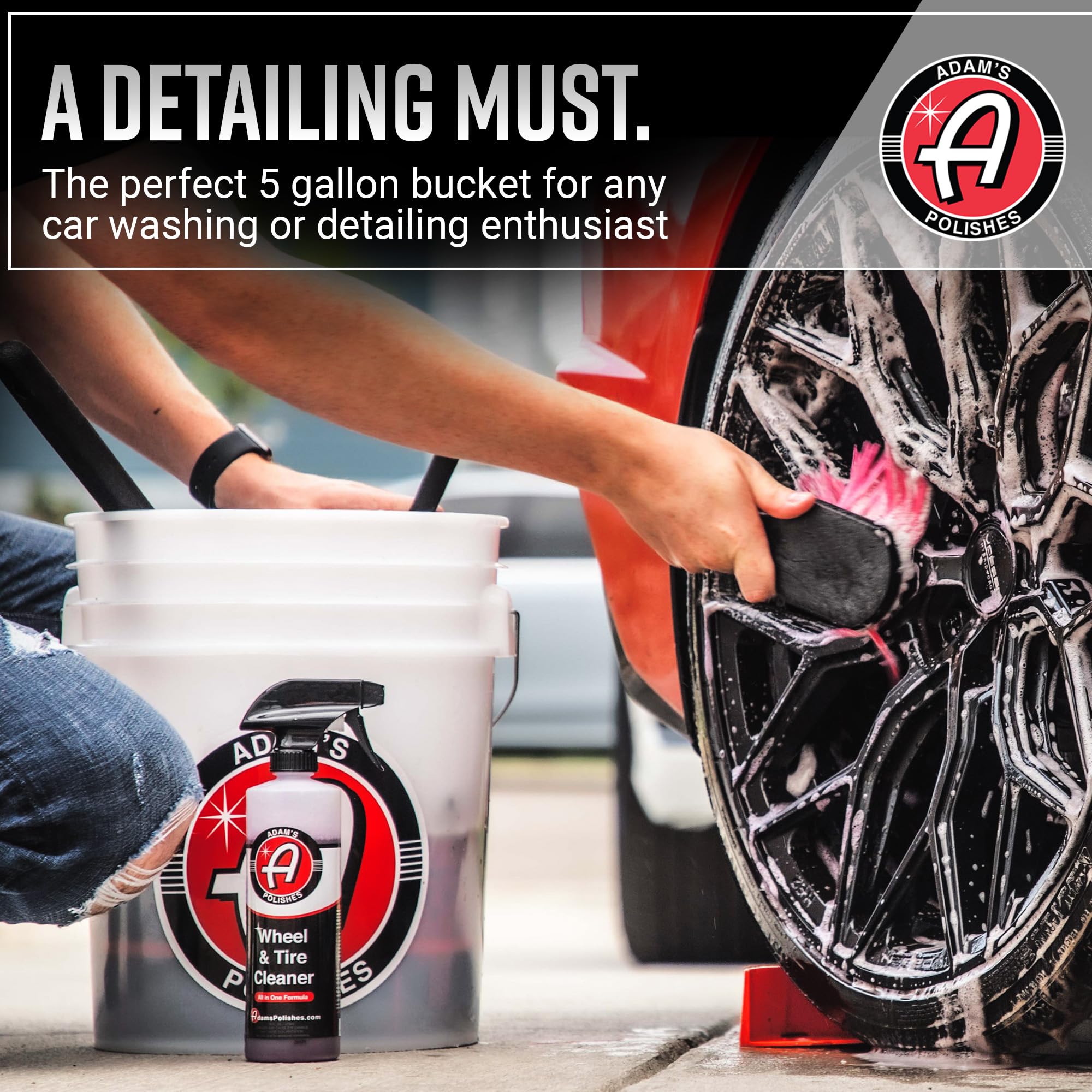 Adam 'S Polishes Car Wash Buckets 5 Gallon Bucket + Grit Guard 2 Pack Perfect Car Detailing Tool For Car Washing & Garage Storag