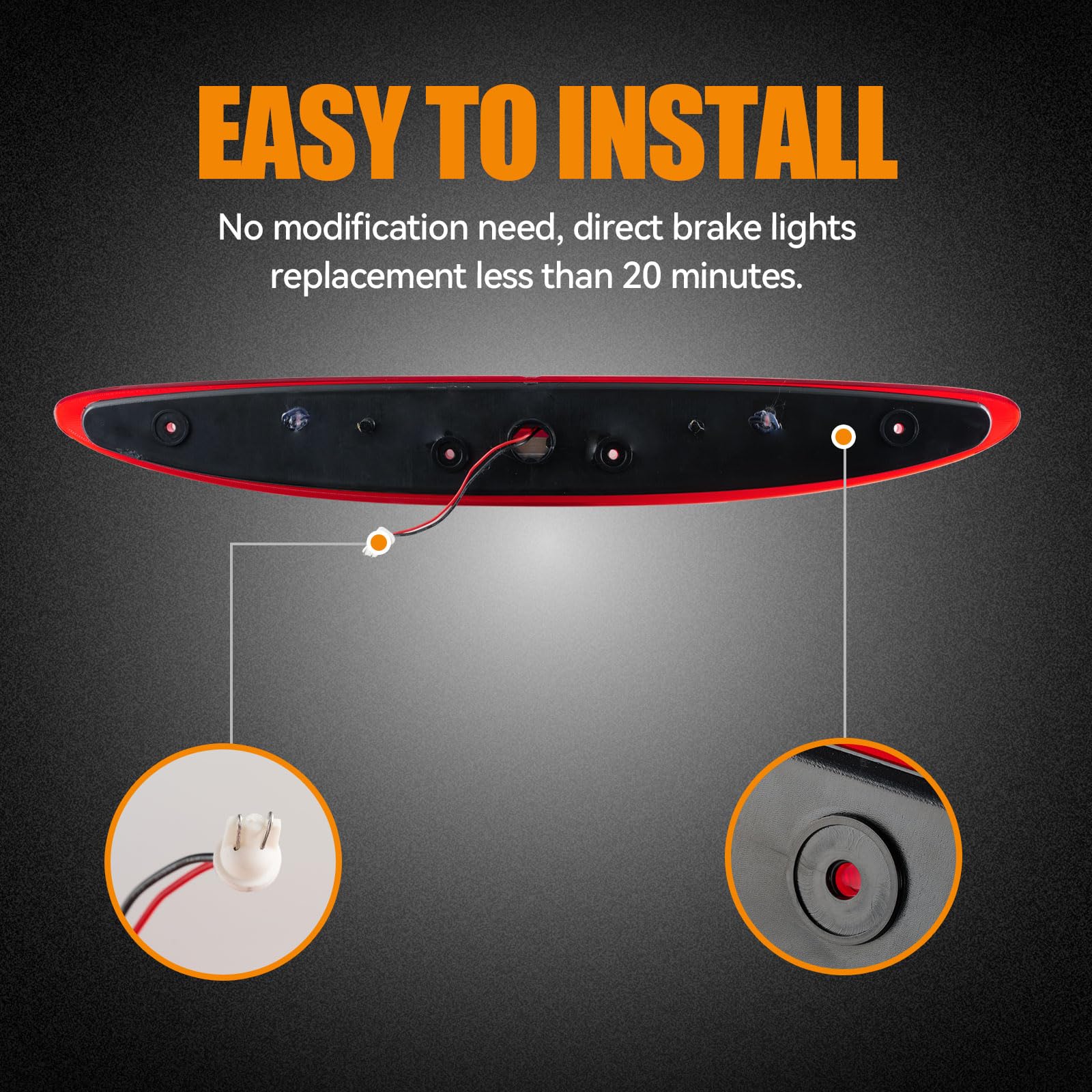 Cxdar Third 3Rd Brake Light Led For 1997-2002 Ford Expedition, High Mount Rear Brake Lights Assembly For 97-02 Expedition, Water