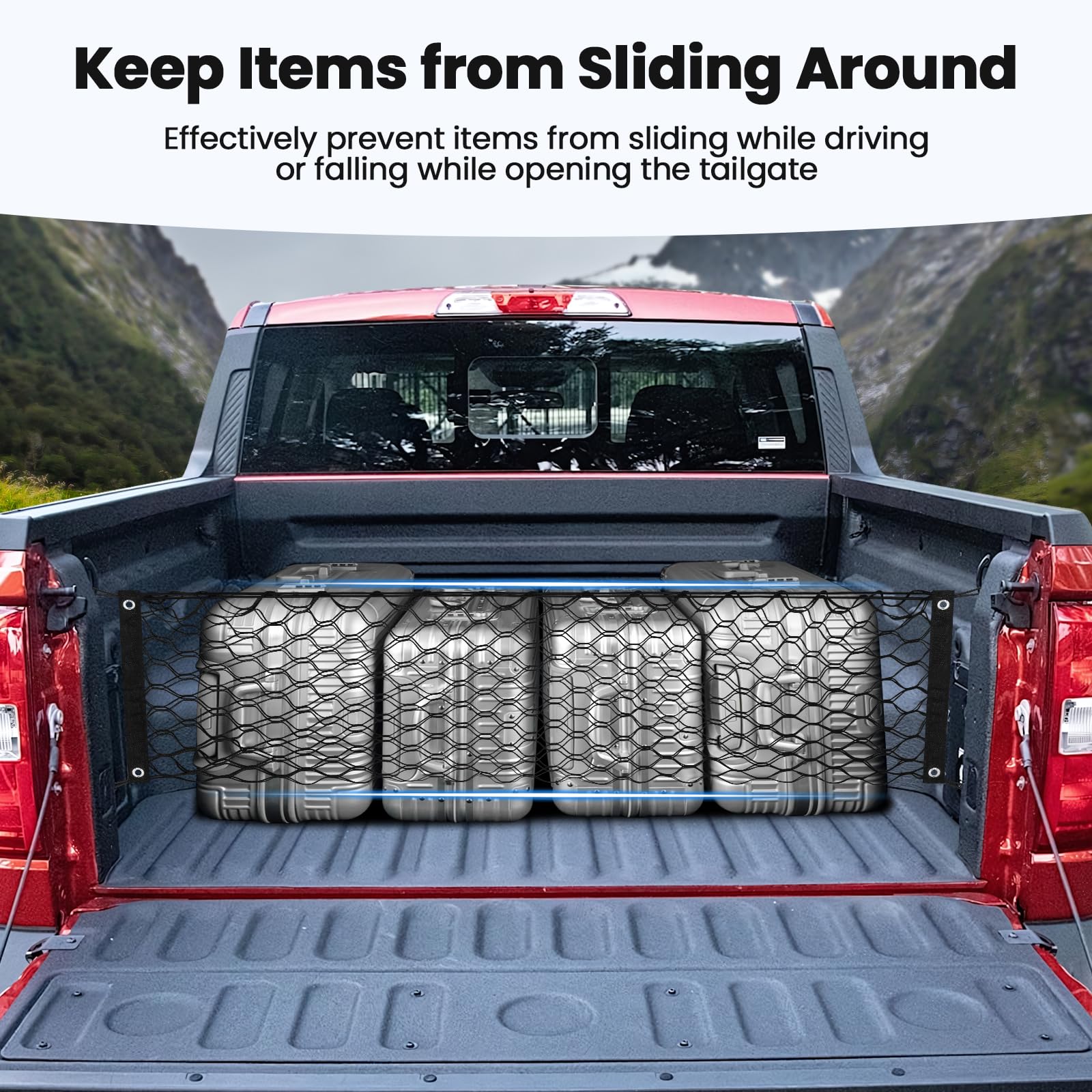 Canvcle Trunk Cargo Net for 2022-2025 Ford Maverick Accessories Envelope Style Mesh Trunk Net Organizer and Storage Stretchable