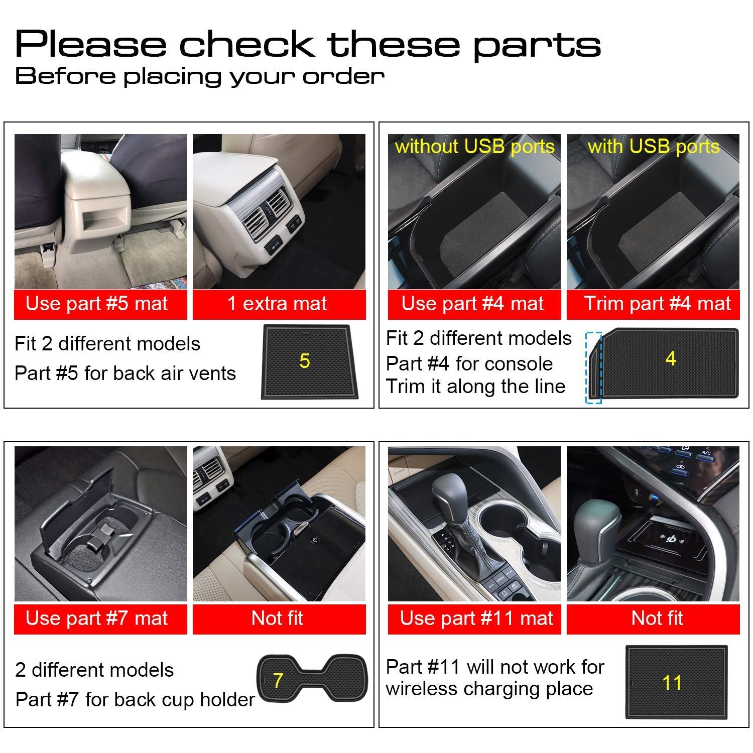 Remoch For Toyota Camry Accessories 2018 2019 2020 2021 2022 2023 2024 Custom Cup Holder Insert, Center Console Liner Organizer