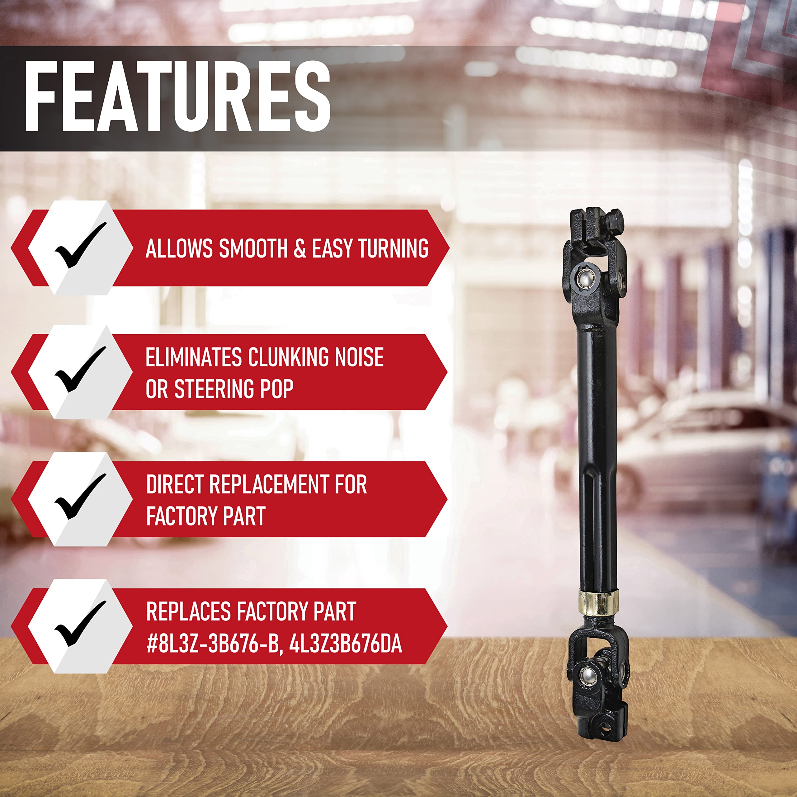 Intermediate Steering Shaft With U Joint Coupler - Compatible With Ford F-150 2004-2008 And Lincoln Mark Lt 2006-2008 - Replaces 8L3Z-3B676-B, 4L3Z3B676Da, 7L3Z3B676A - Lower Column Joints