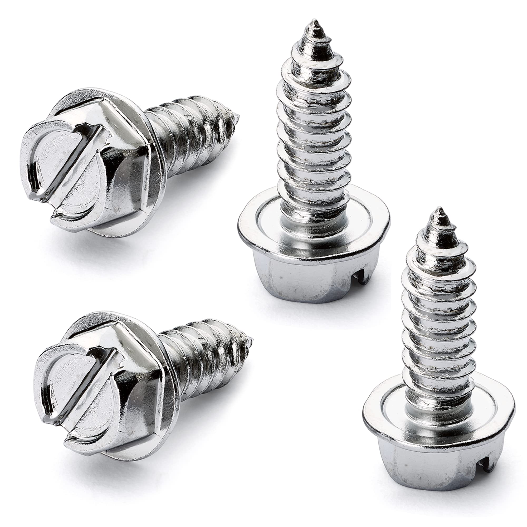 Chrome License Plate Screw Kit - Set Of 4 Stainless Steel Fasteners For License Plates, Frames, And Covers On Domestic Cars, Tru