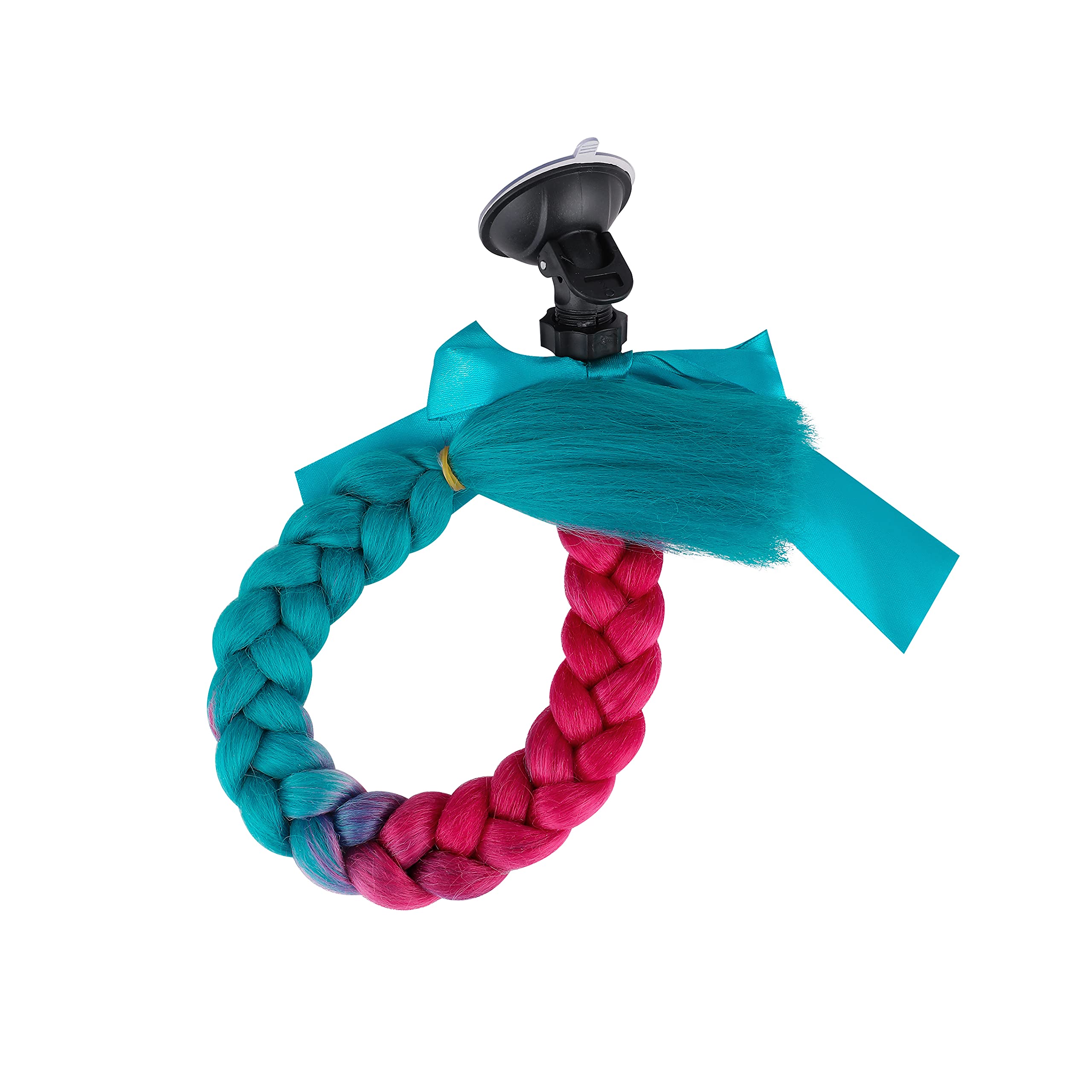 SEGO 2 Pcs Helmet Pigtail Braids with Detachable Suction Cup with Bowknot Ponytails Hair for Women/Men 20 Inch 2 PCS/Pack (Helme