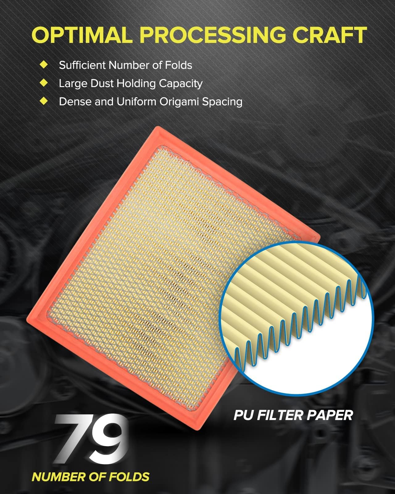 Philtop Engine Air Filter Ca11895 Replacement For 2013-2022 Toyota (4.0L, 4-6L & 5.7L), Flexible Panel
