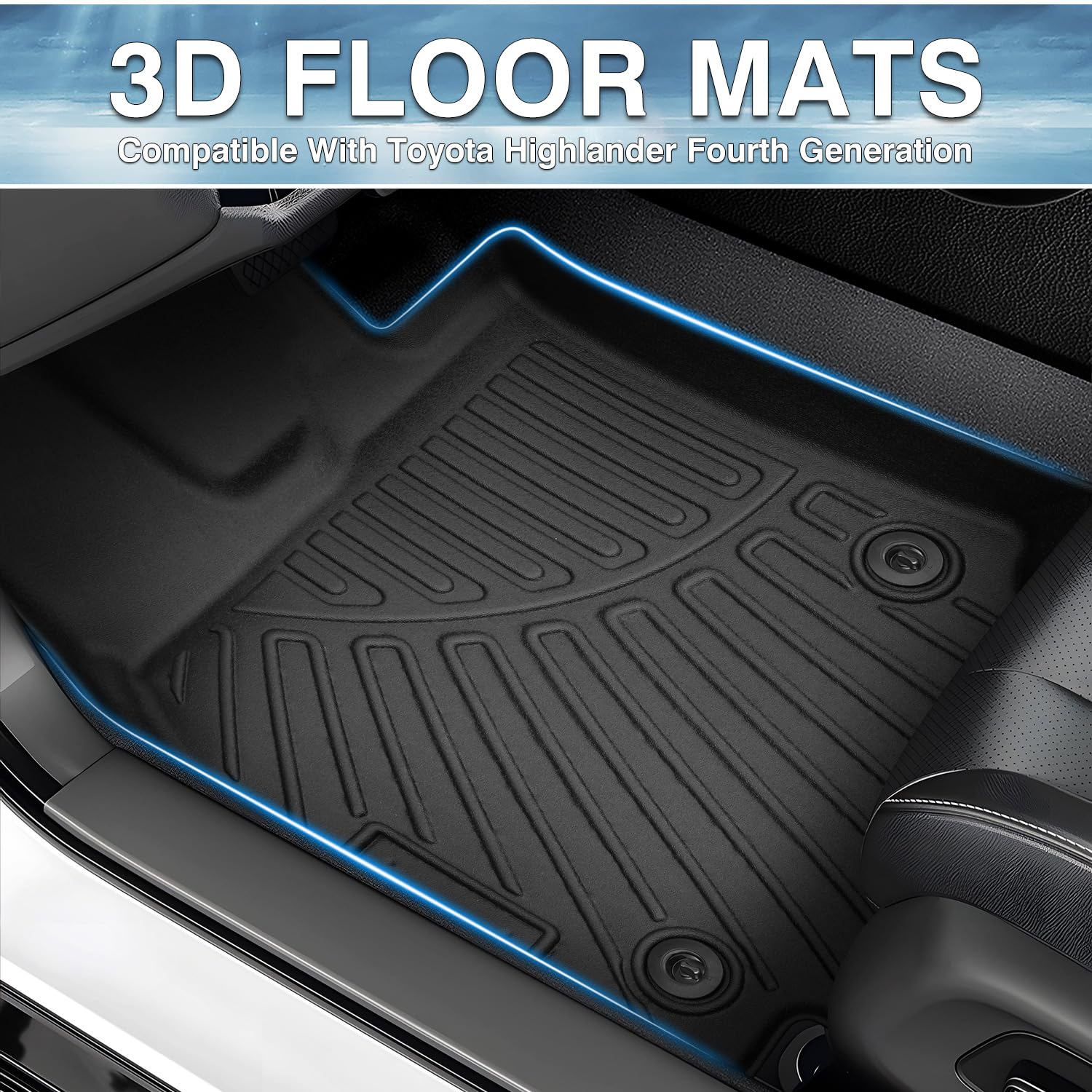 Mixsuper Floor Mats For 2020-2025 Toyota Highlander (Not For Hybrid Models) All Weather Floor Liners 3 Row Set Black (Fits With