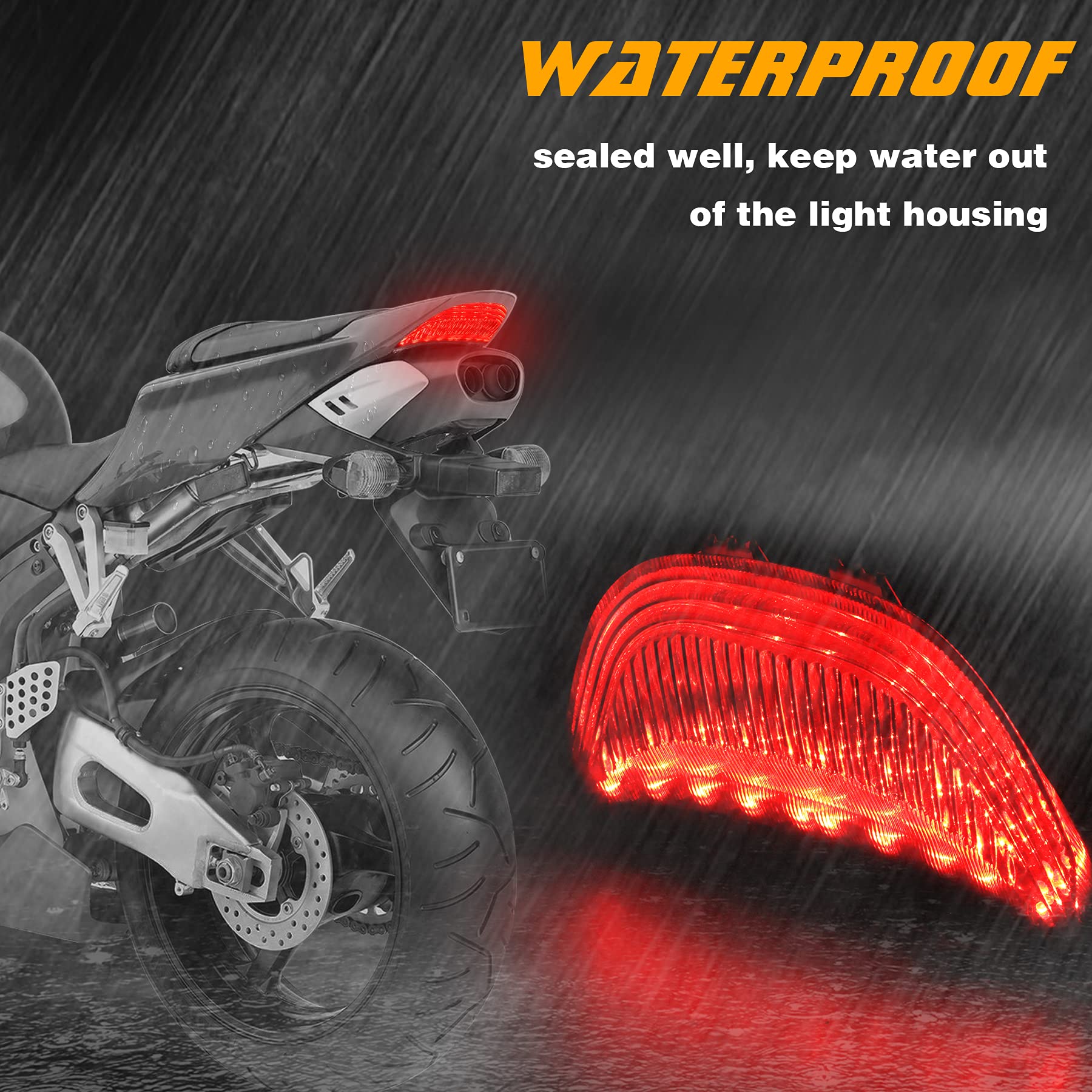 Quasco Led Brake Tail Light Smoked Taillights With Turn Signal Compatible With Honda Cbr600Rr 2003-2006, Cbr1000Rr 2004-2007