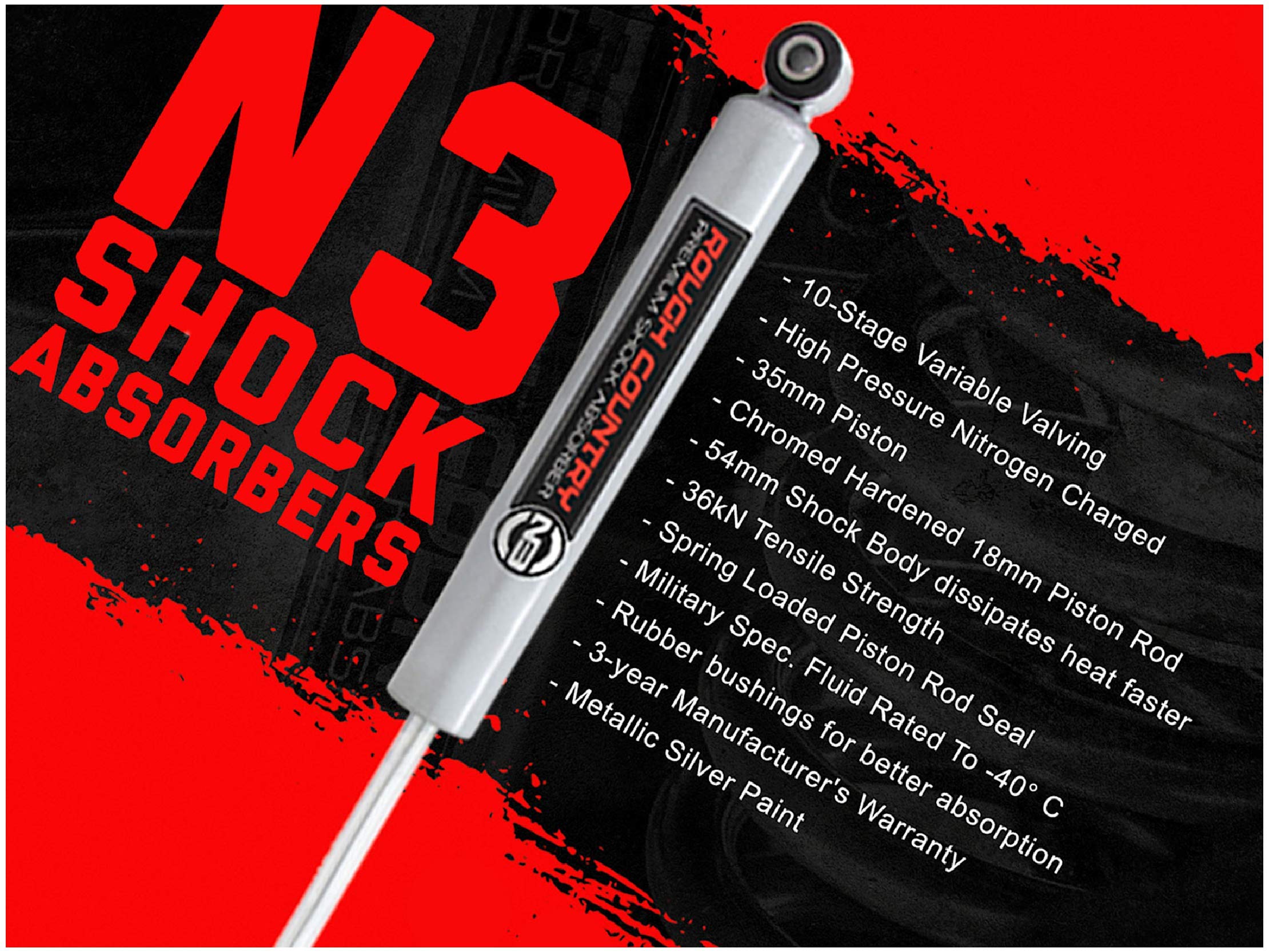 Rough Country 6.5-8'' N3 Rear Shock Absorbers for 2004-2008 F-150-23165_F