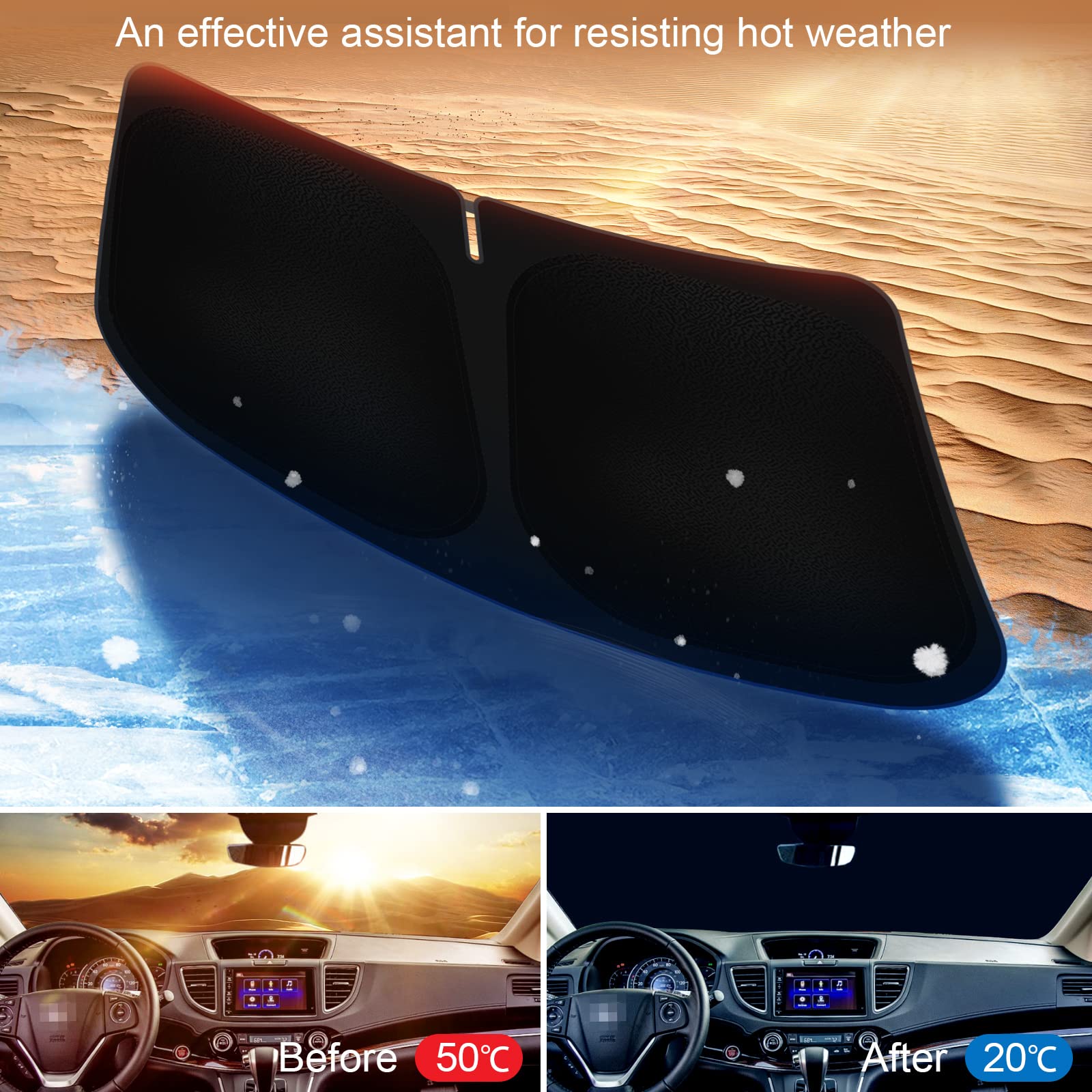 Car Windshield Sun Shade Compatible With Honda Cr-V 2017 2018 2019 2020 2021 2022 Crv Accessories Foldable Sunshade Custom Winds