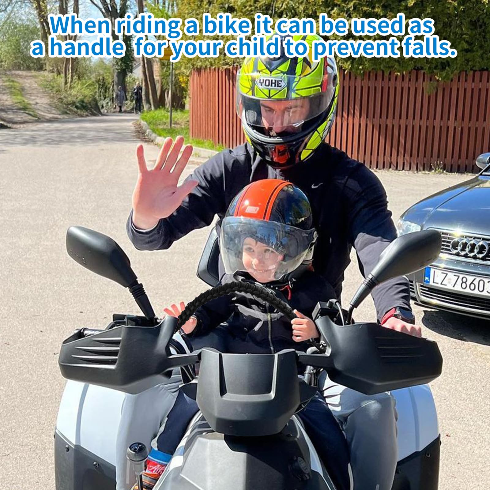 ATV Grab Strap, Sturdy Safety Motocycle Grab Strap Universal for 0.75-1.37 Inch Handelbar Paracord Grip Handle for Kids Compatib