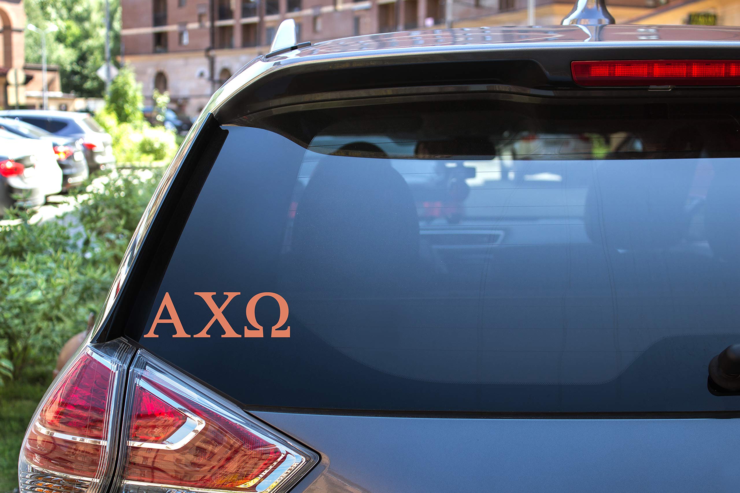 Pro-Graphx Alpha Chi Omega Greek Sorority Sticker Decal, 2.5 Inches Tall, Coral