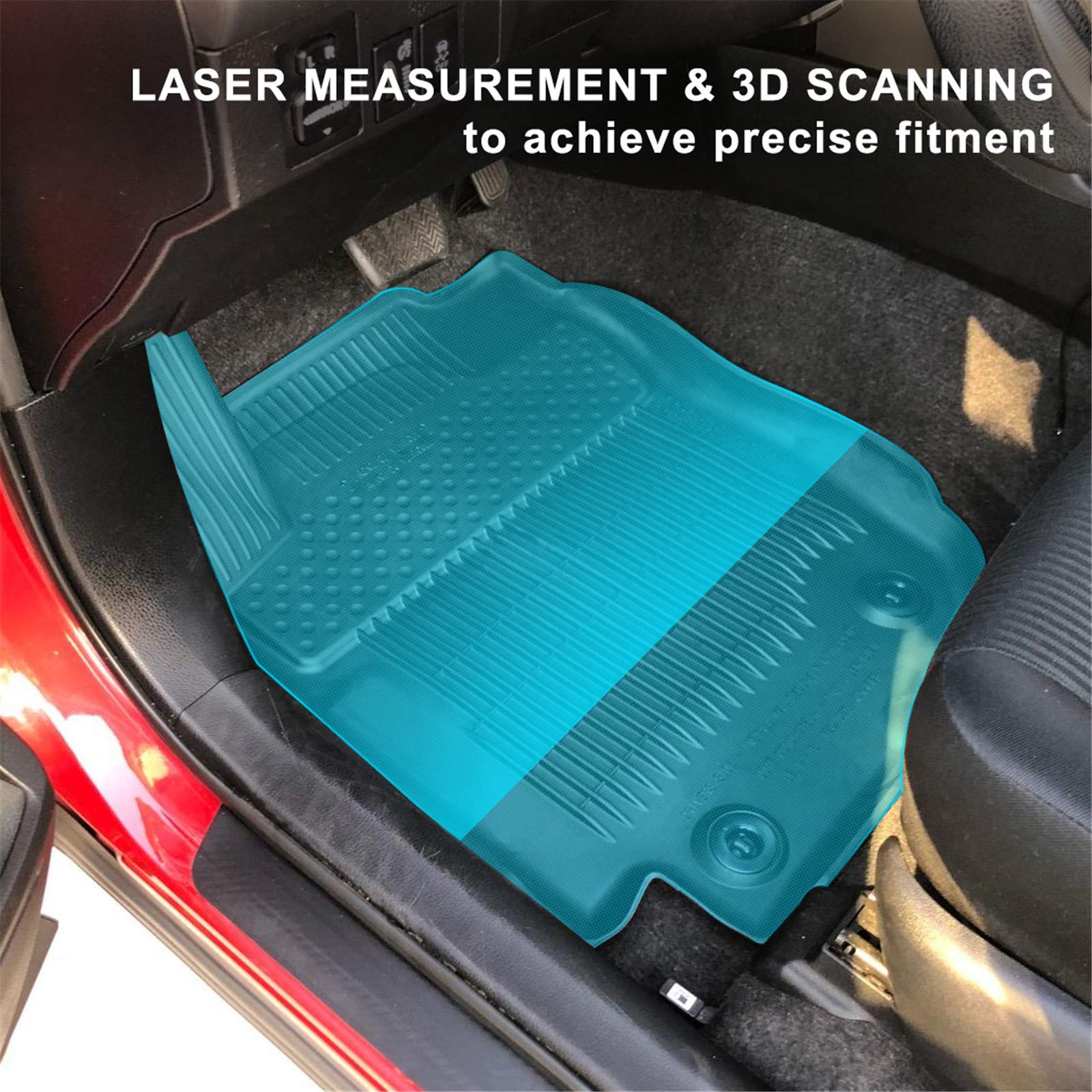Kiwi Master Floor Mats Compatible For 2013-2018 Toyota Rav4 Accessories All Weather 1St & 2Nd Black Front Rear Row Liners (Non-H