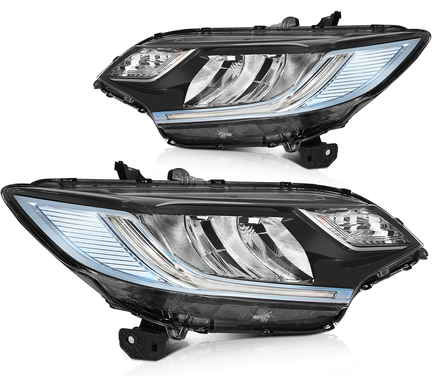 Roadfar -Led Drl Headlight Assembly For Honda Fit 2015-2020 Reflective Bowl Headlamp Driver/Passenger Side Replacement