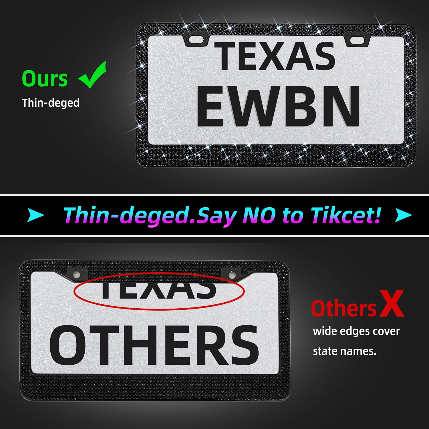 Bling Rhinestone License Plate Frame For Women