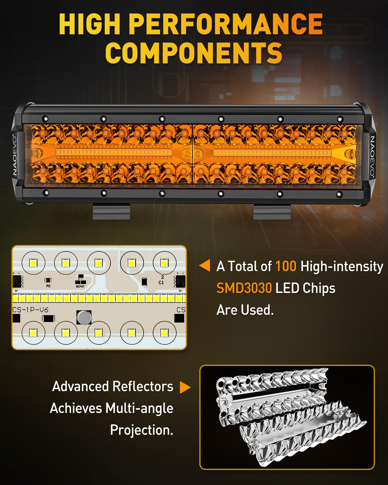 Naoevo 12 Inch Led Light Bar, 300W 30000Lm Led Offroad/Driving/Fog Lights With Wiring Harness Kit, Spot Flood Work Lights For Tr