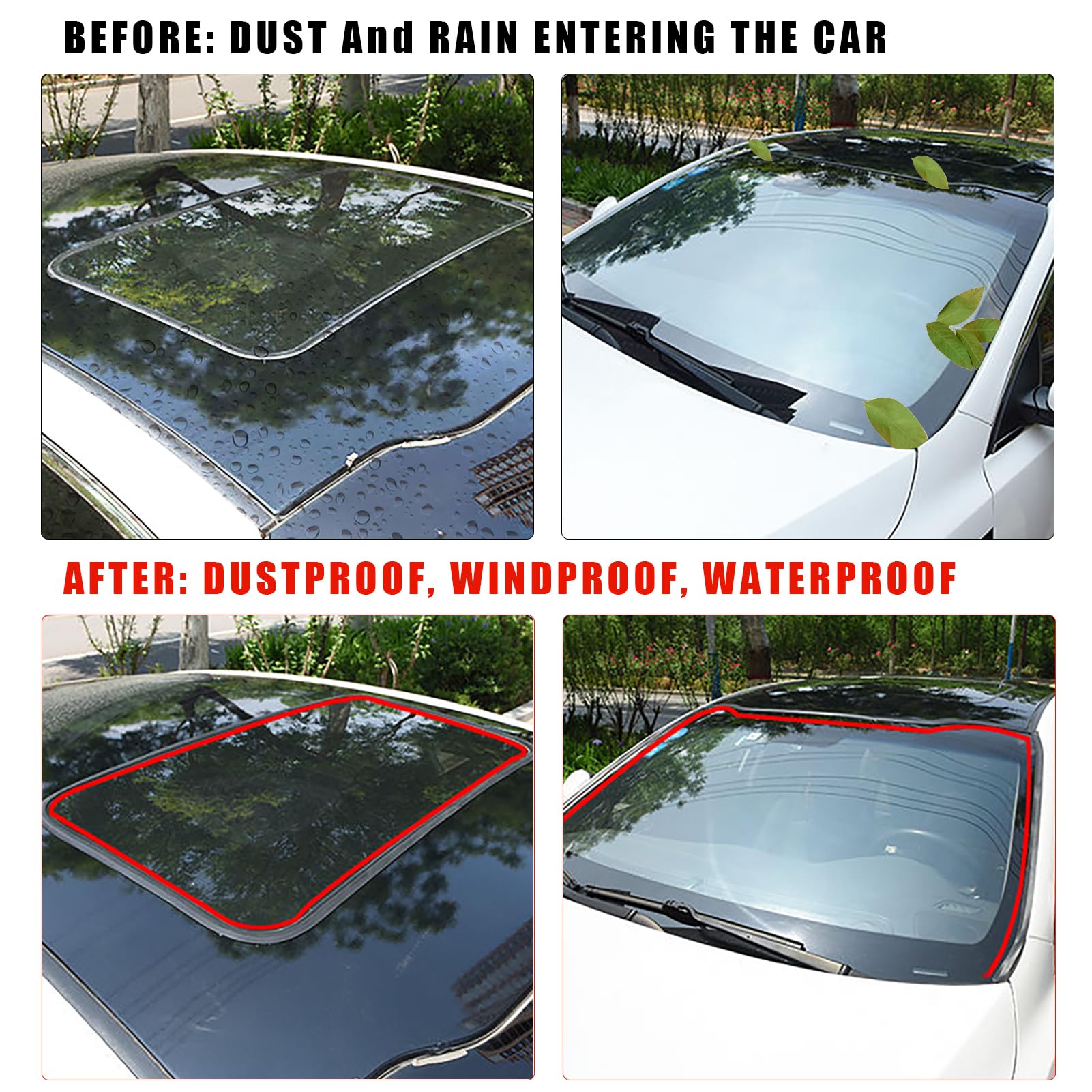 23Ft Car Sunroof Seal Car Windshield Seal Strip Universal Windshield Weather Stripping T Shape Windshield Rubber Seal For Roof S