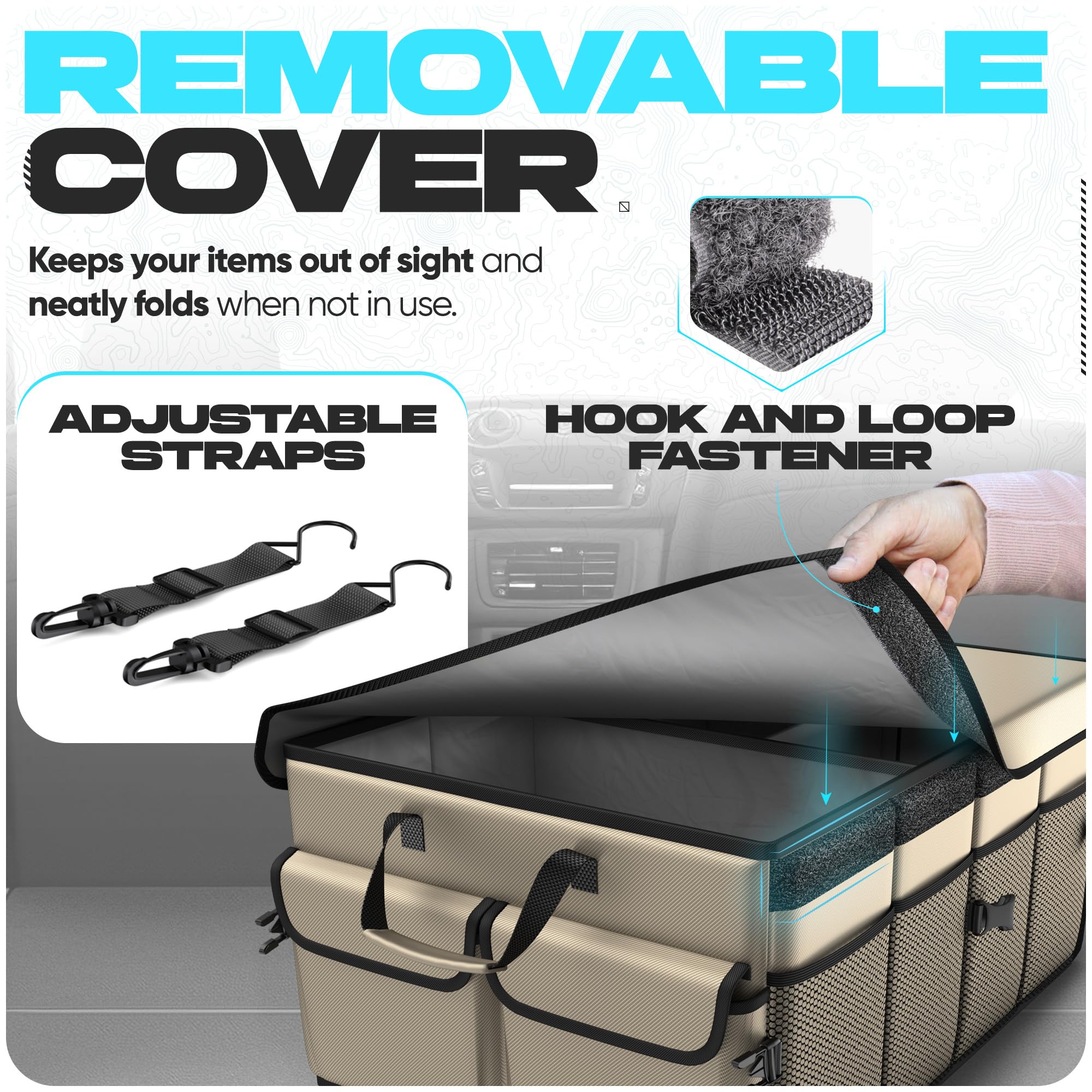 FORTEM Car Trunk Organizer - Collapsible Multi-Compartment Storage, Small, Black, Model TO-V1-S