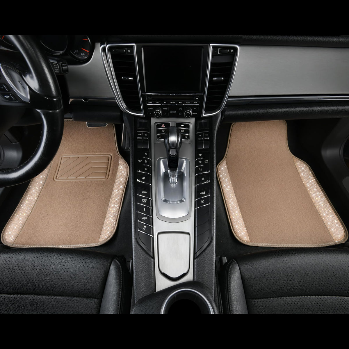 CAR PASS Bling strass steentjes diamant auto vloermat, kristal sprankelende glanzende glitter tapijt, waterdichte anti-slip PVC hiel pad universele pasvorm interieur SUV, sedan, bestelwagen, 4 stuks CAR PASS Bling strass steentjes diamant auto vloermat, kristal sprankelende glanzende glitter tapijt, waterdichte anti-slip PVC hiel pad universele pasvorm interieur SUV, sedan, bestelwagen, 4 stuks