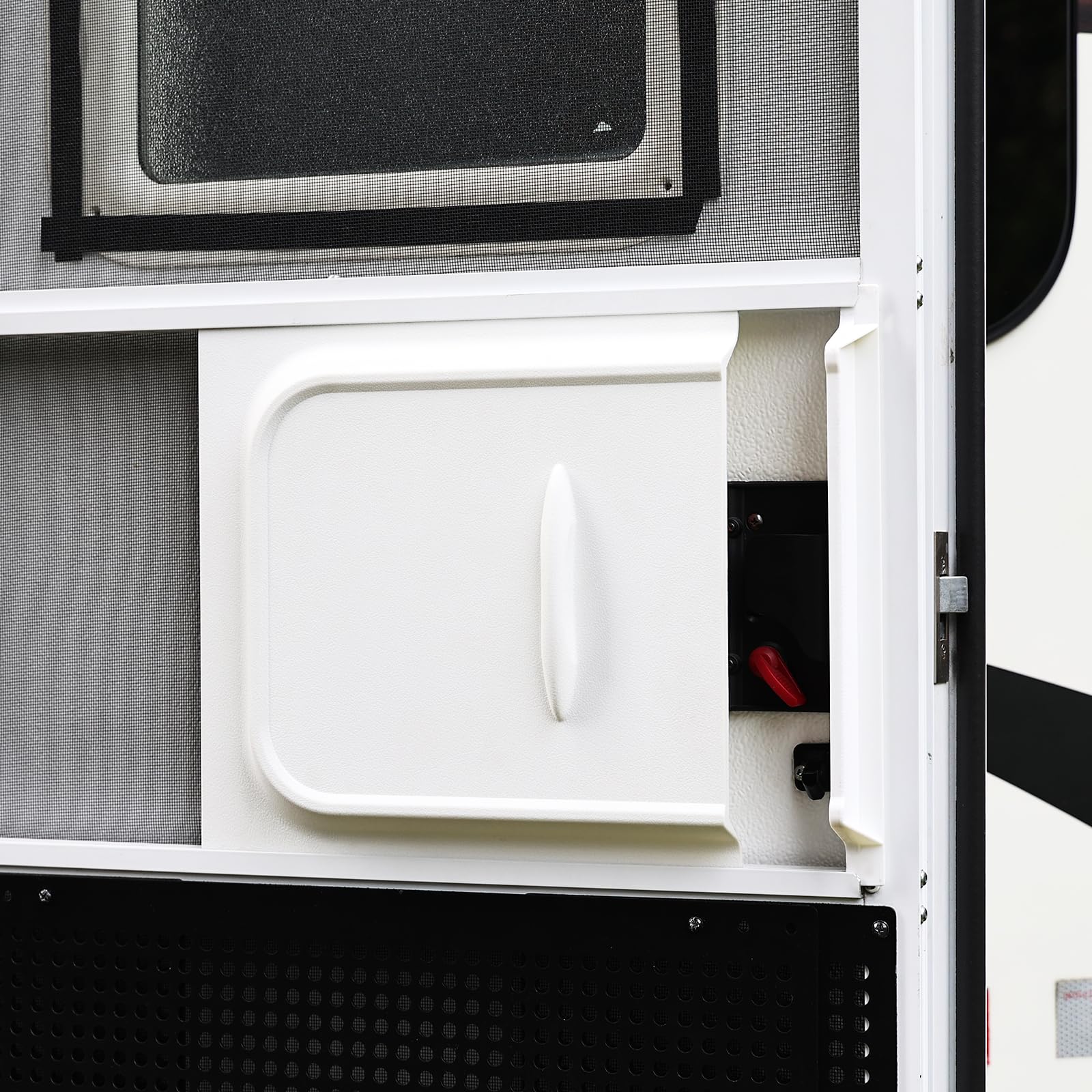 RVGUARD RV Screen Door Slide, 12    Panel with Slide Stop, fits for RV, Camper, Travel Trailer, OEM Replacement, White