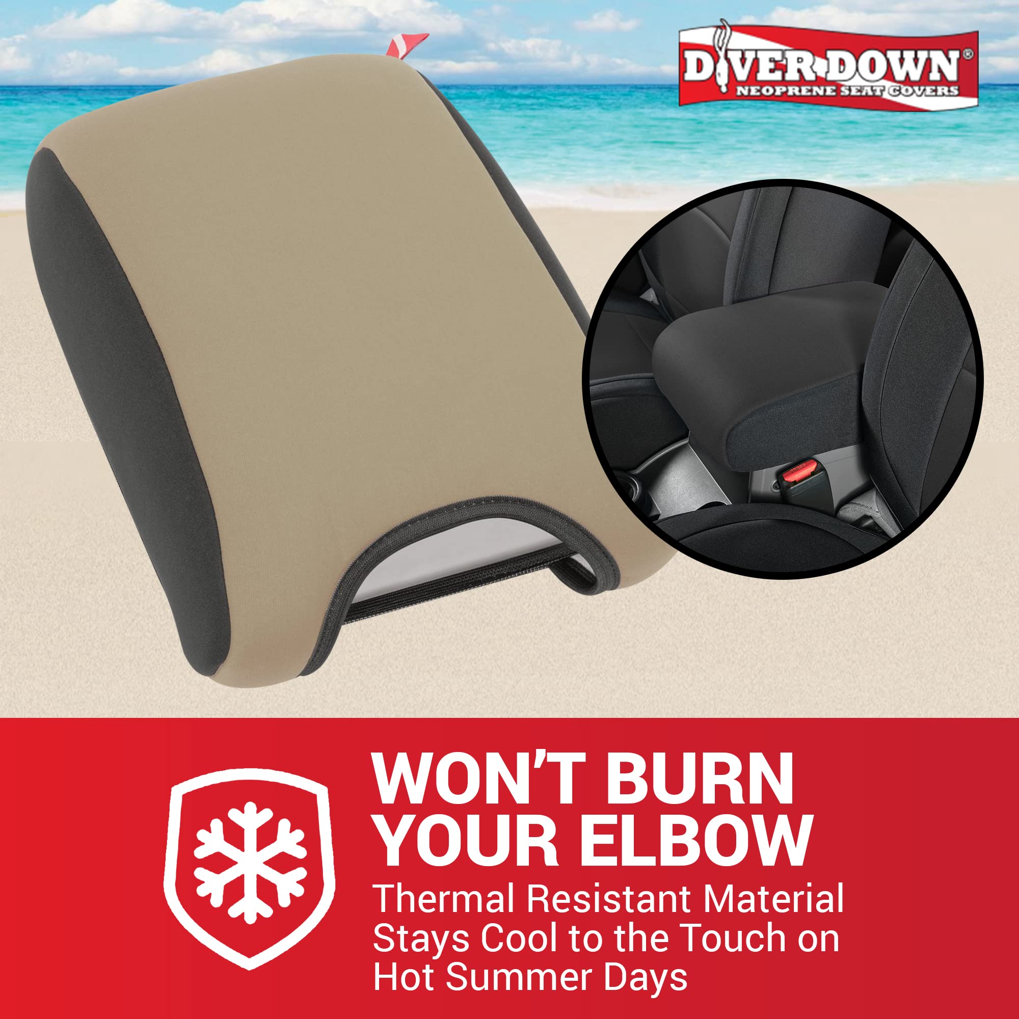 Diver Down Neoprene Center Console Cover - Fits Jeep 2007-2018 Jk Jku Wrangler - Cushioned Armrest Cover - Doesn'T Burn Your Elbow - Tight Custom Fit - Comfortable Foam Armrest Pad (11-18 Charcoal)