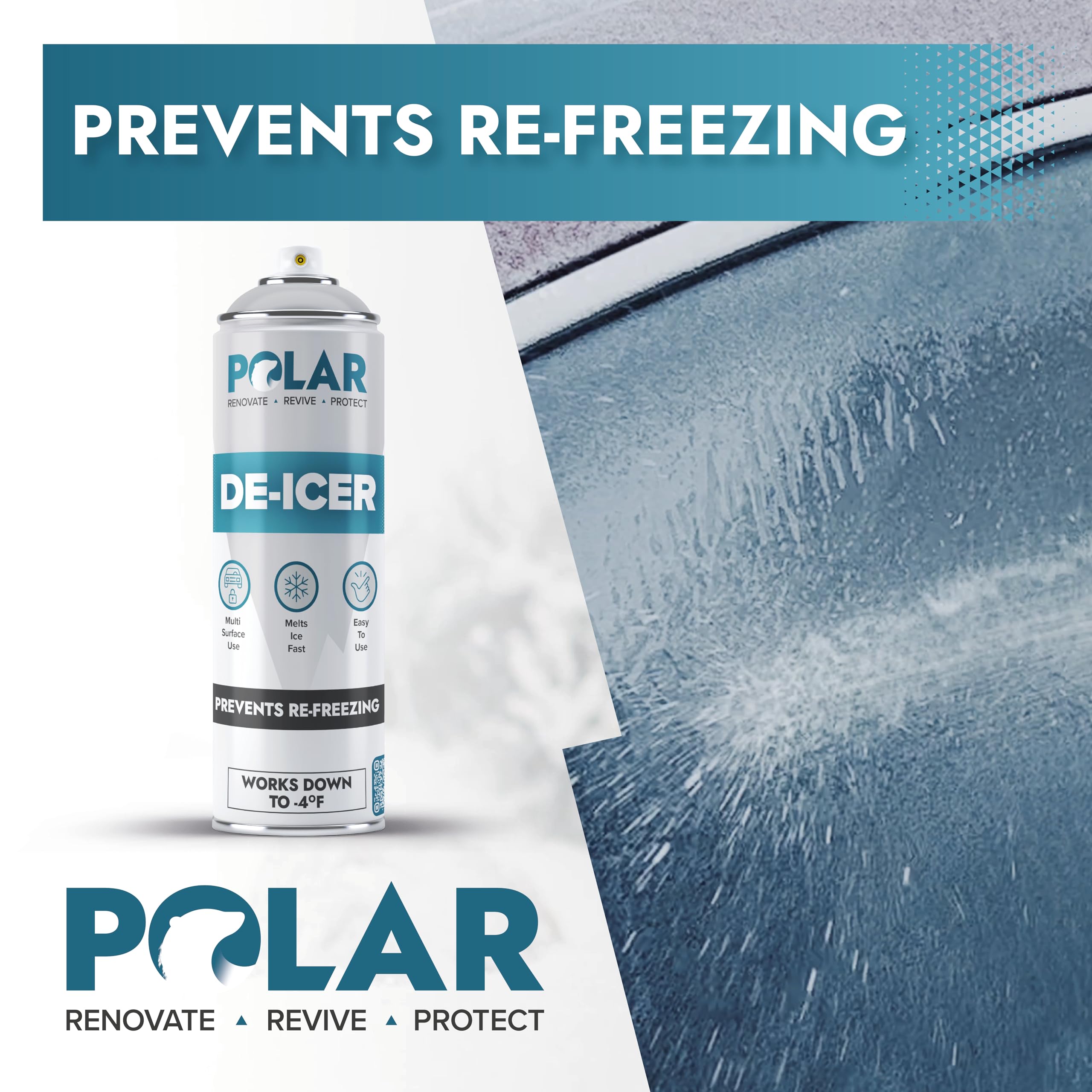 Polar De-Icer Spray For Car Windshield - 6 X 17 Oz | Fast-Acting & Stops Re-Freezing | Instantly Melts Ice And Frost At -4F | Sp